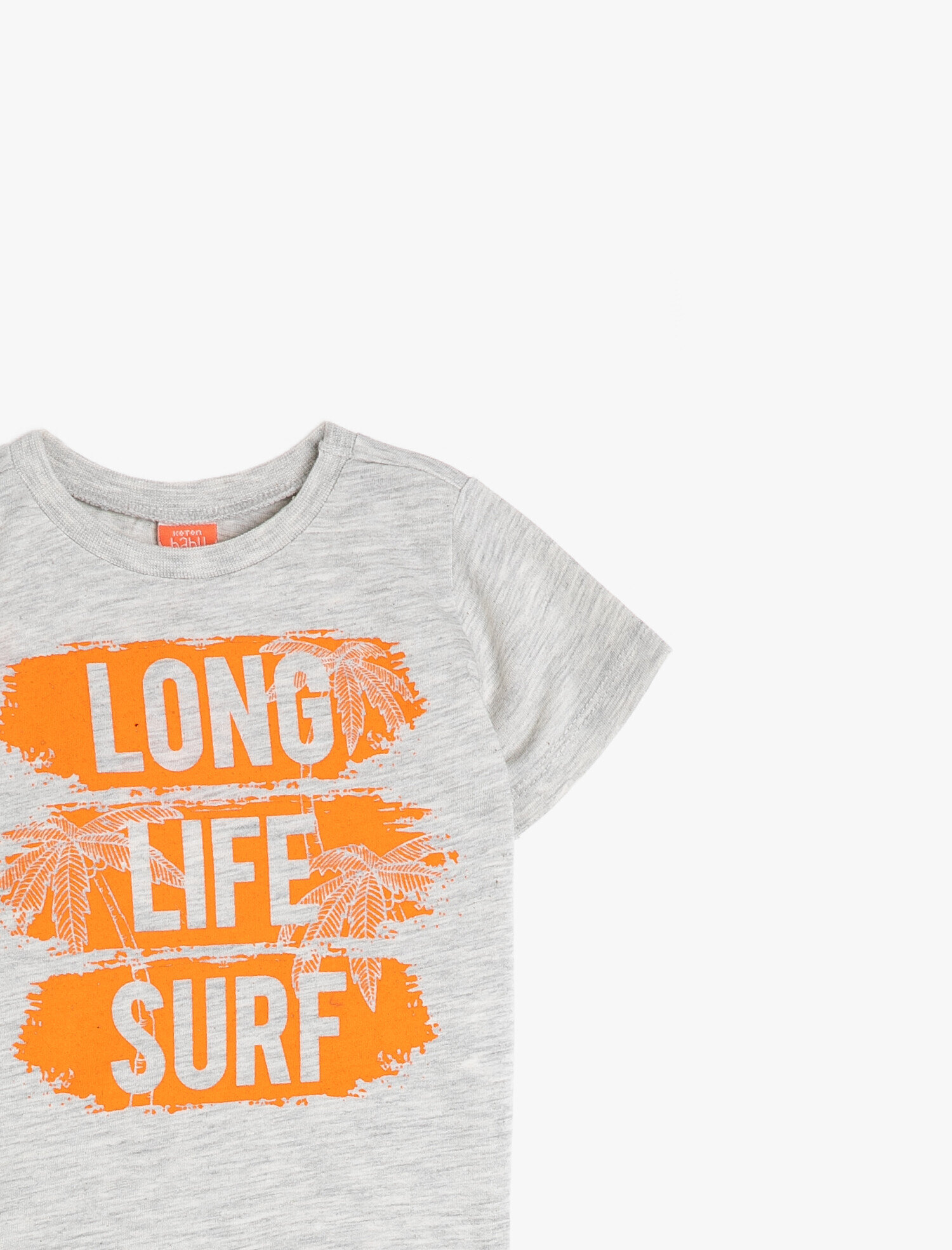  Erkek Bebek Kısa Kollu Bisiklet Yaka Yazılı Baskılı Tişört