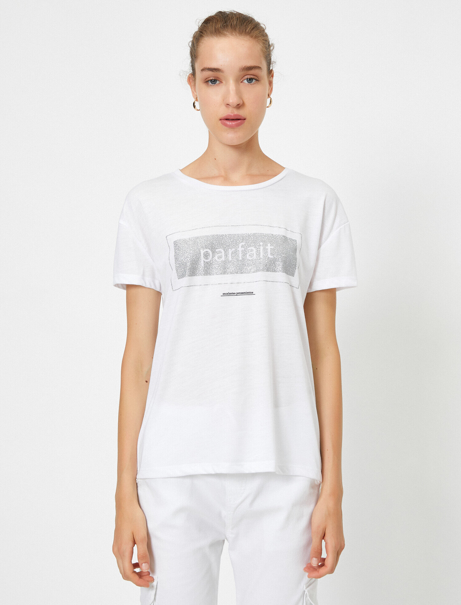   Bisiklet Yaka Kısa Kollu Yazılı Baskılı Tişört