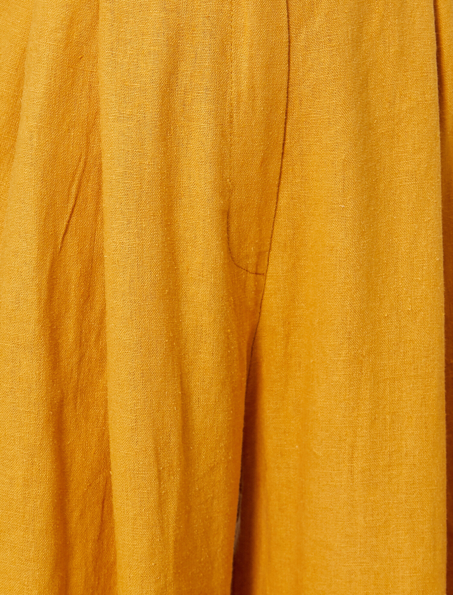   Pile Detaylı Yüksek Bel Pantolon Keten Karışımlı