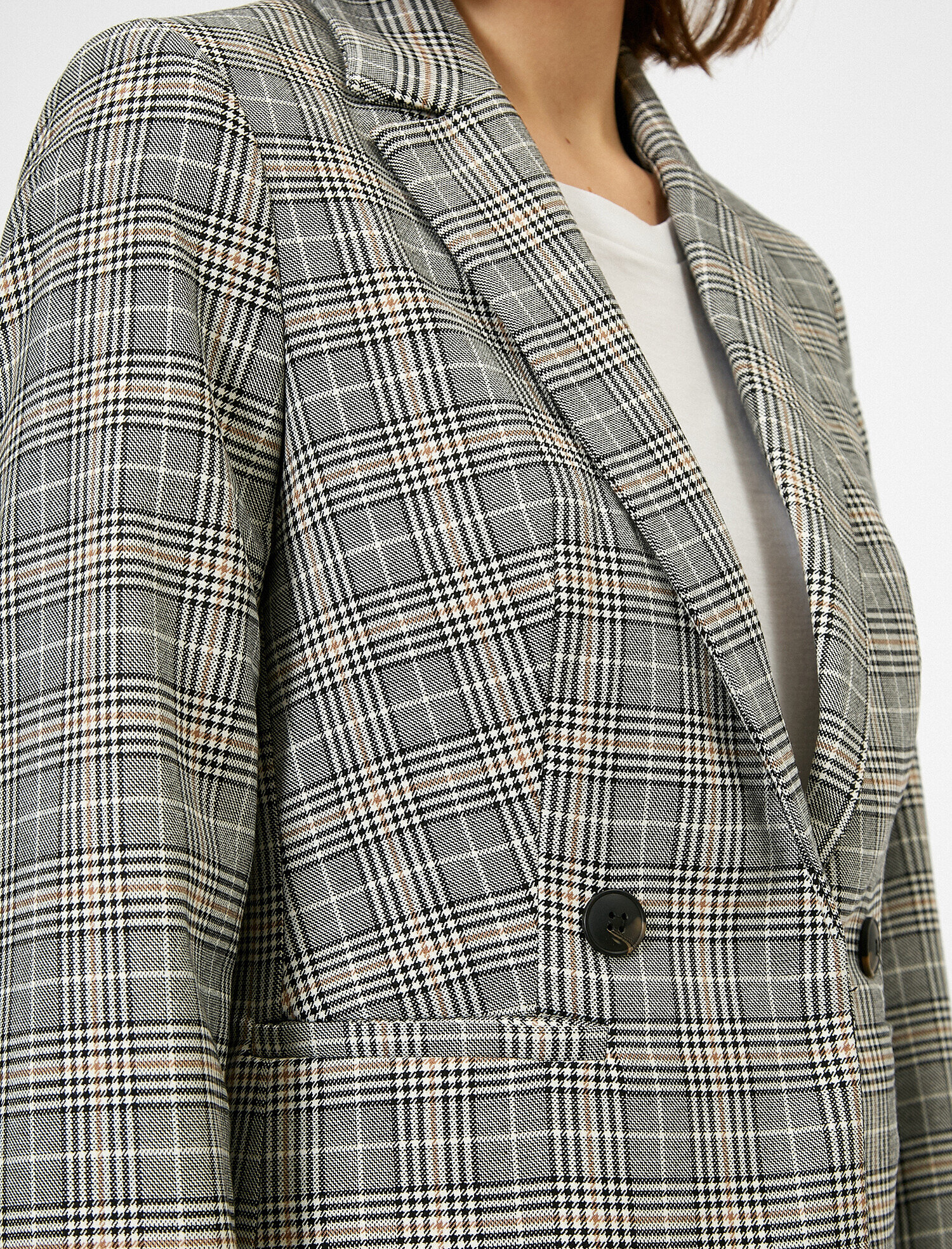   Ekoseli Blazer Ceket