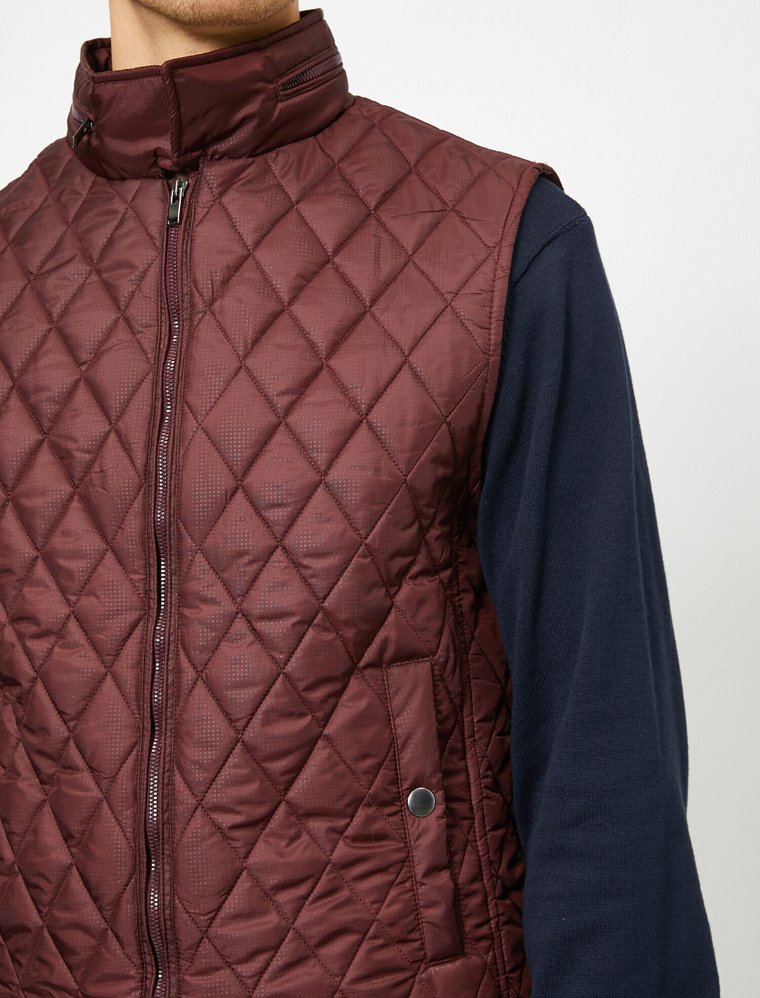 Kapitone Dik Yaka Cepli Yelek