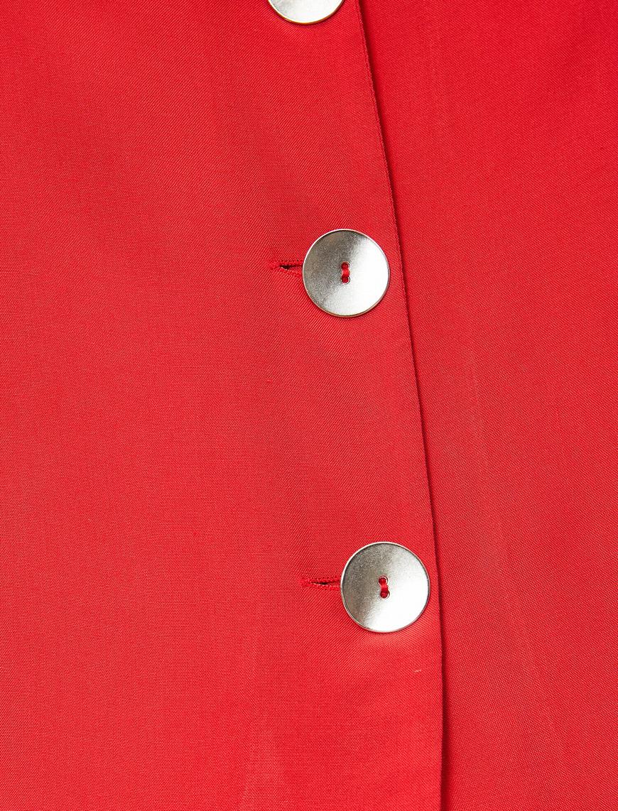   Düğme Detaylı V Yaka Bluz