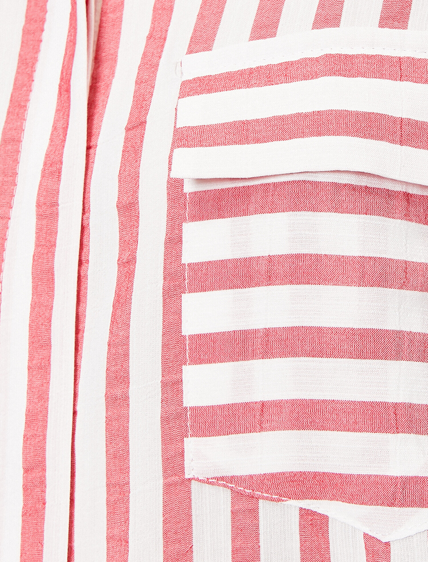   Cep Detaylı Çizgili Gömlek