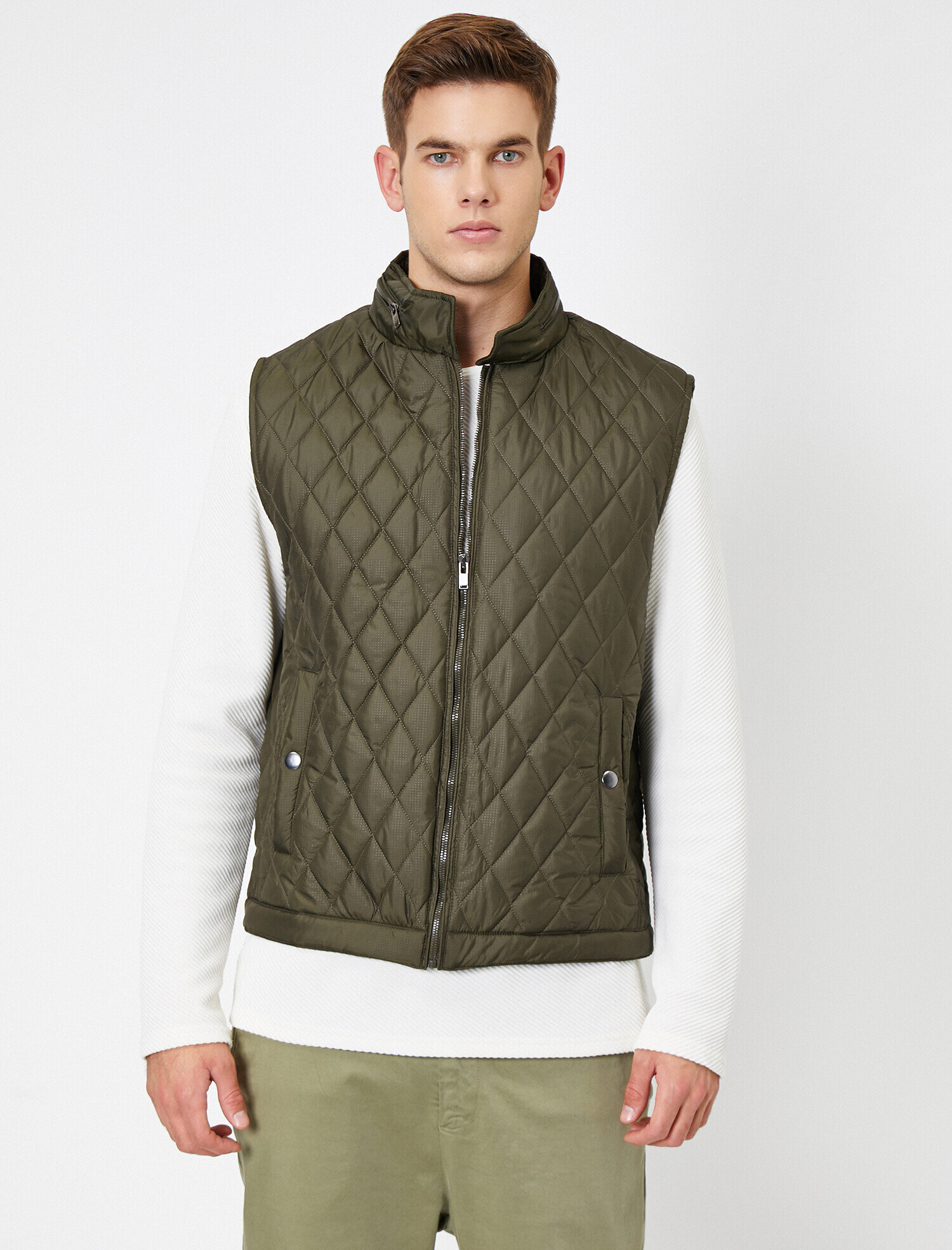 Kapitone Dik Yaka Cepli Yelek