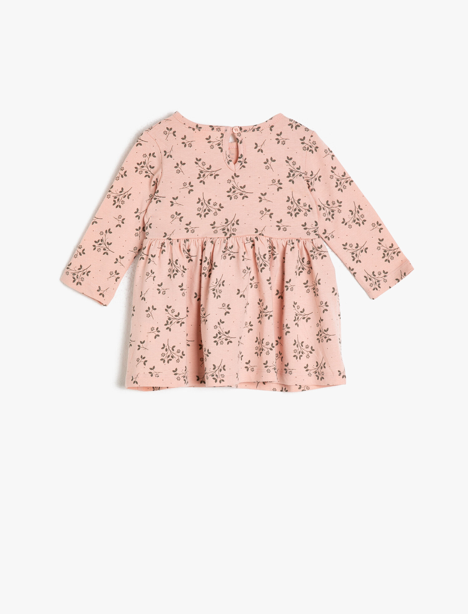  Kız Bebek Desenli Elbise Uzun Kollu