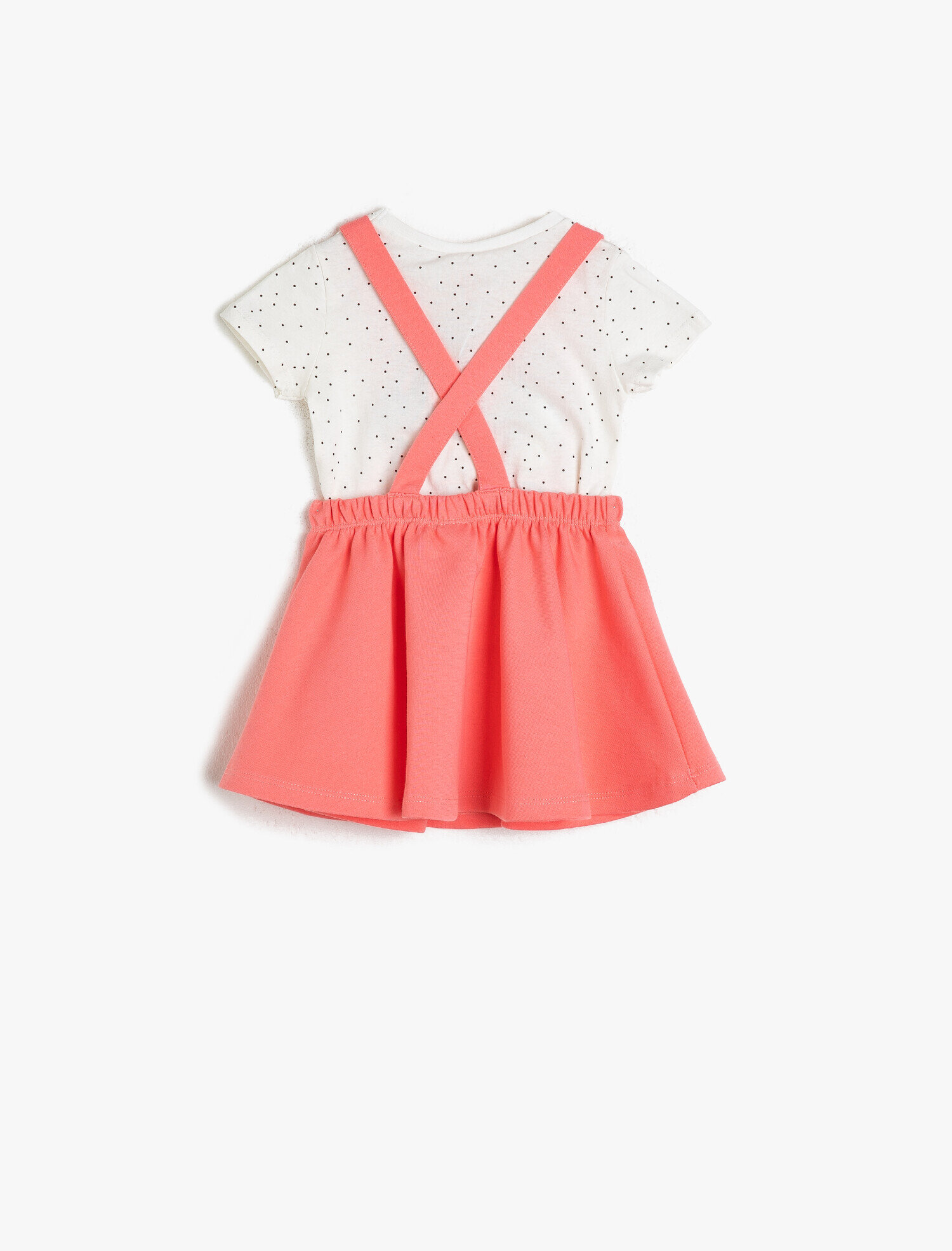  Kız Bebek Salopet Elbise ve Baskılı Tişört Takımı