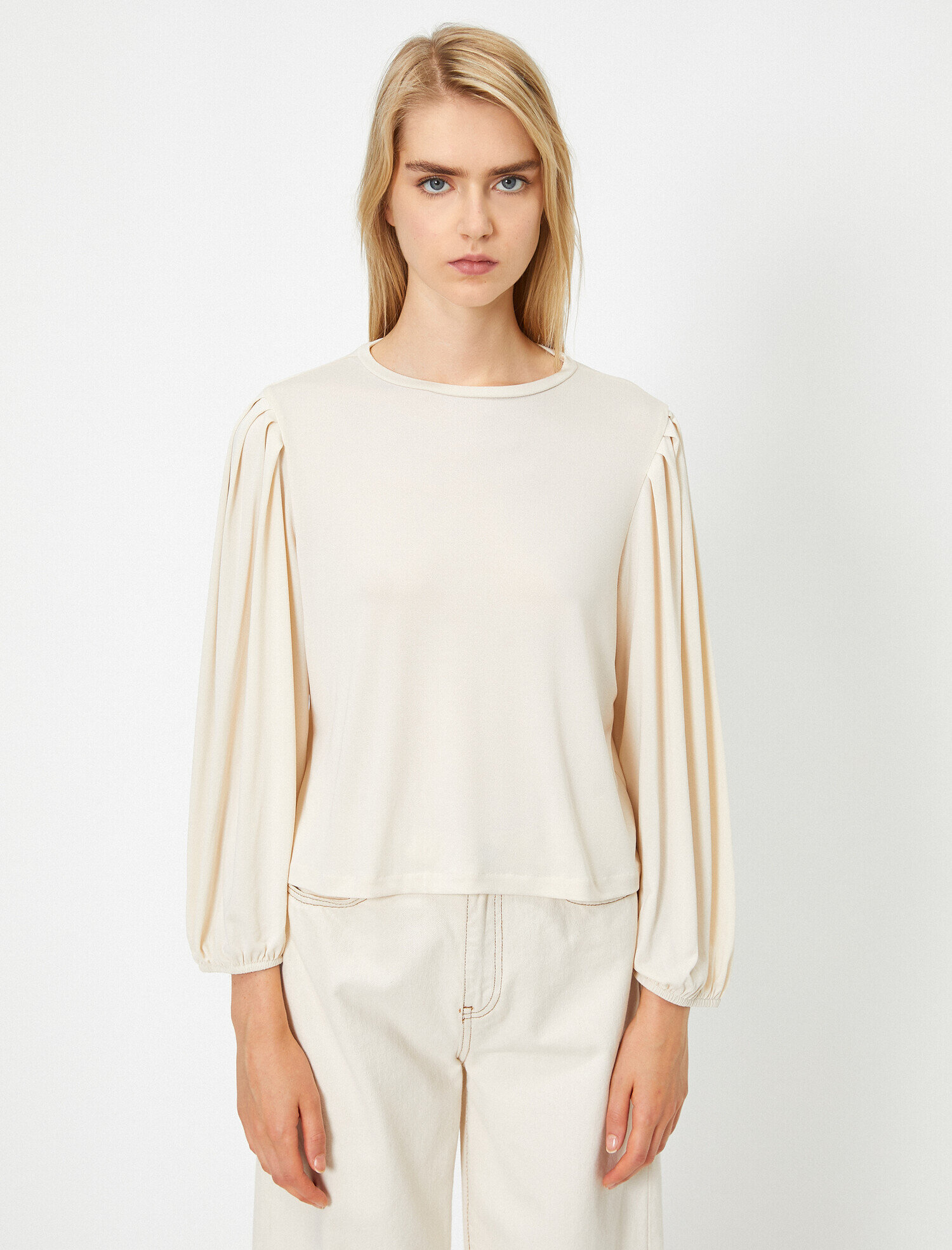   Balon Kollu Bisiklet Yaka T-Shirt