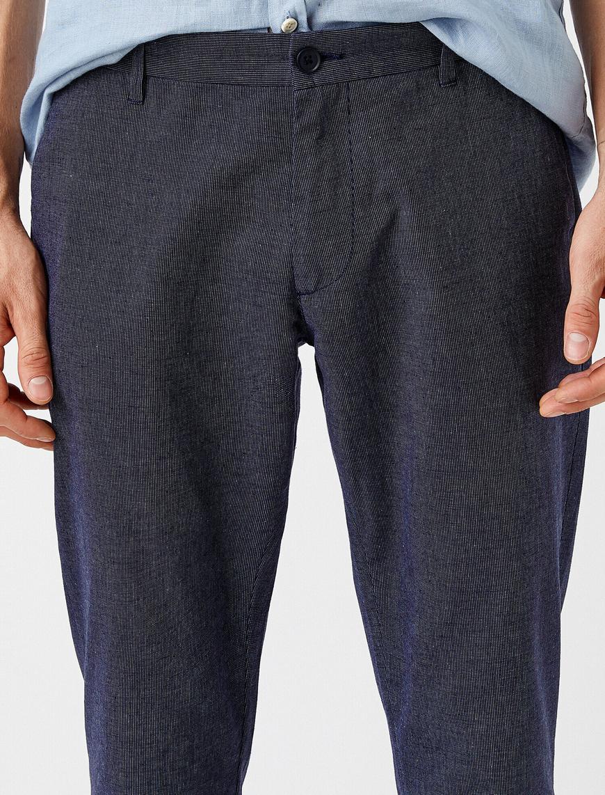   Keten Karışımlı Slim Fit Dokuma Pantolon