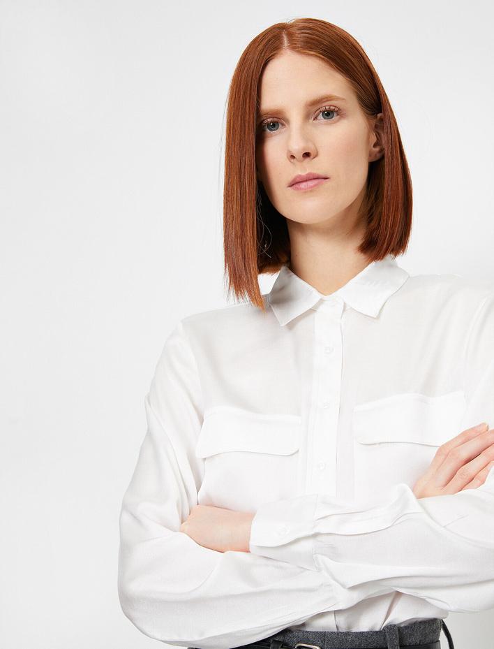  Uzun Kollu Cep Detaylı Gömlek