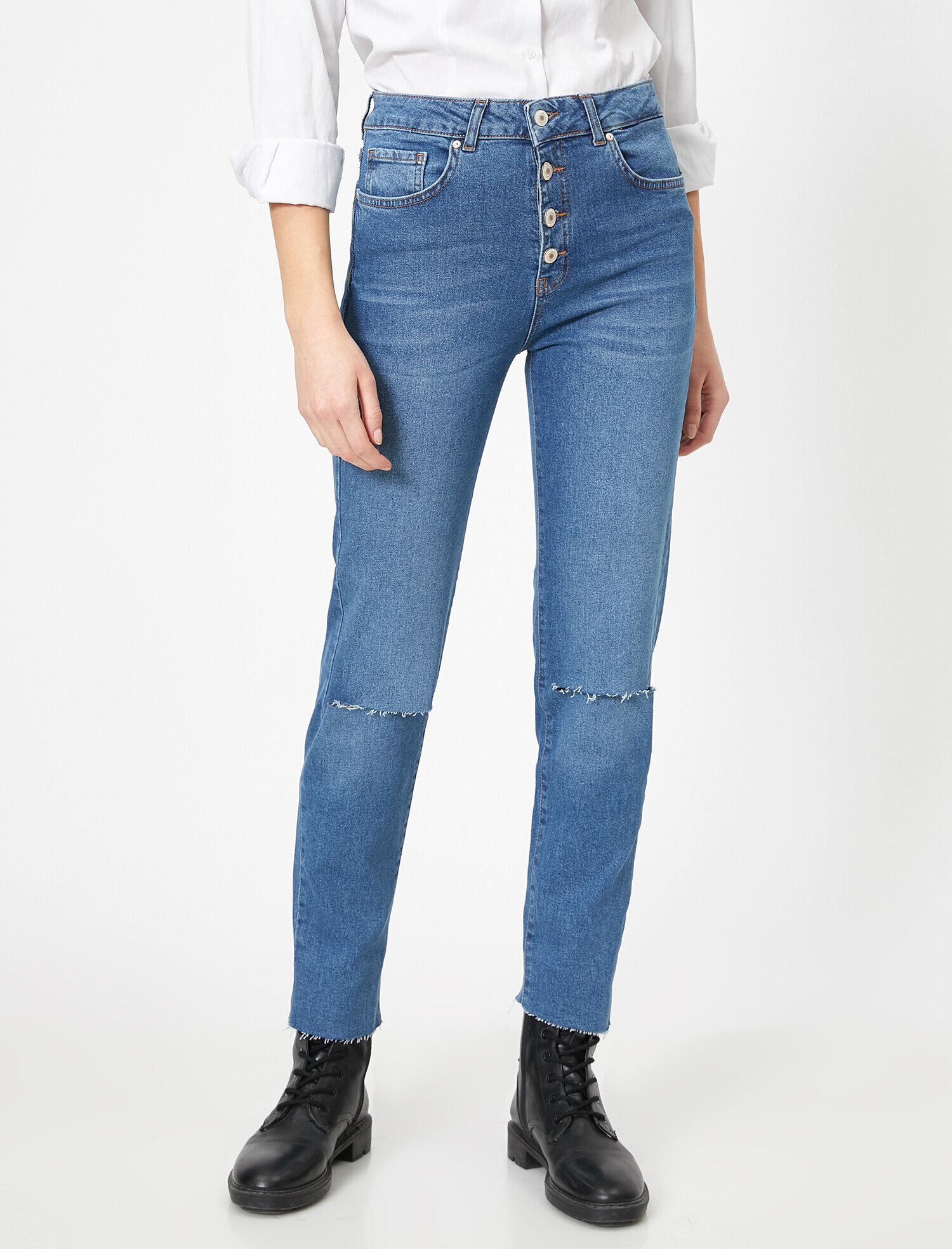 Eve Slim Jean - Yüksek Bel Normal Kesim Hafif Düz Paça Straight Jean Pantolon