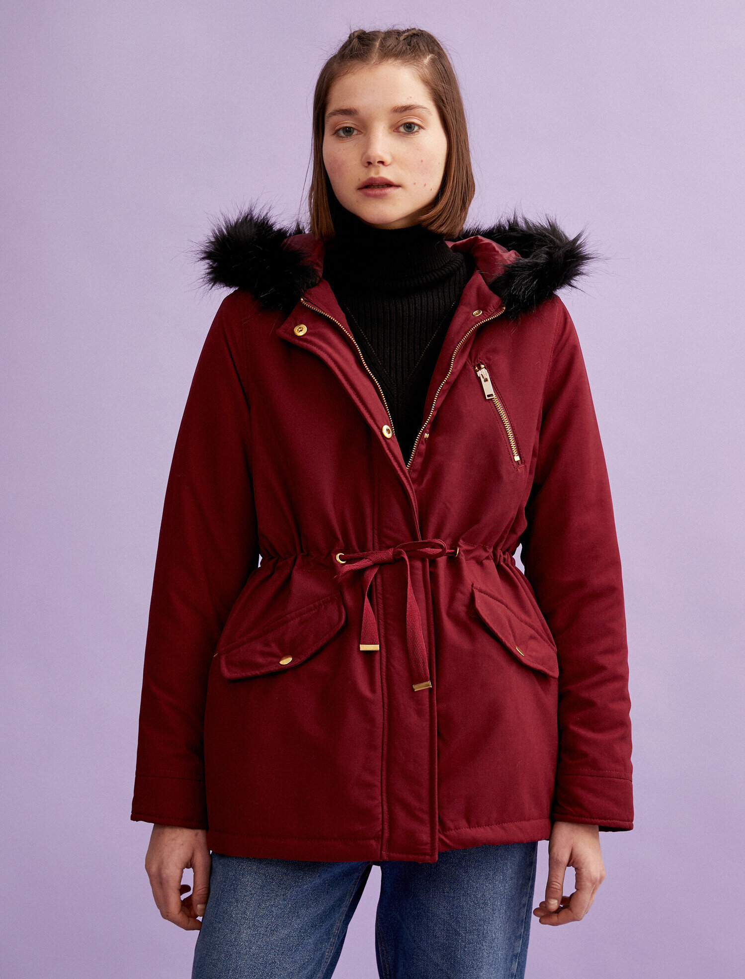   Suni Kürk Detaylı Parka