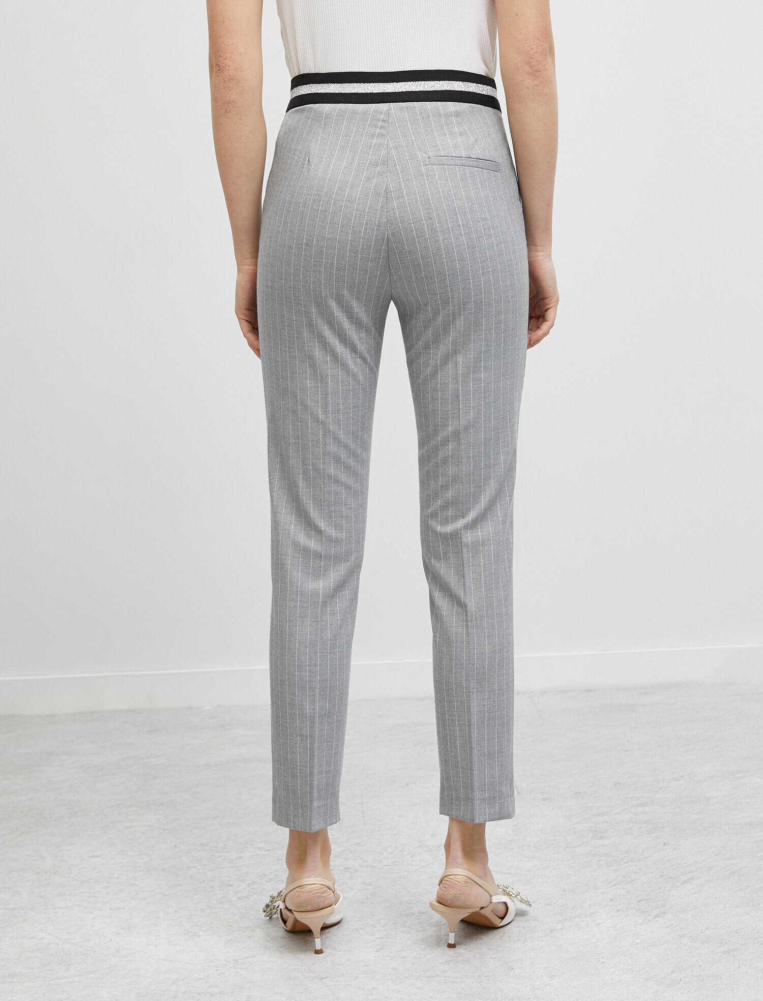   Çizgili Arka Beli Lastikli Pantolon