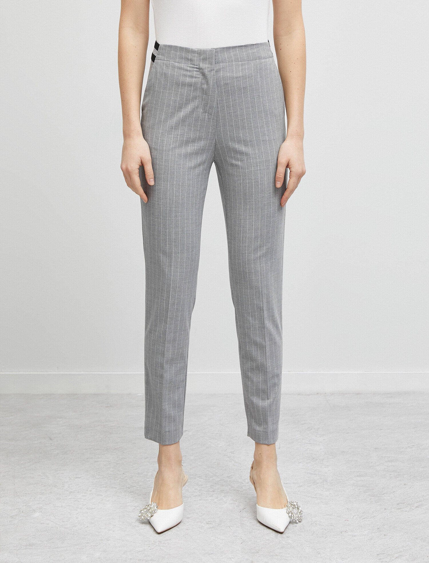   Çizgili Arka Beli Lastikli Pantolon