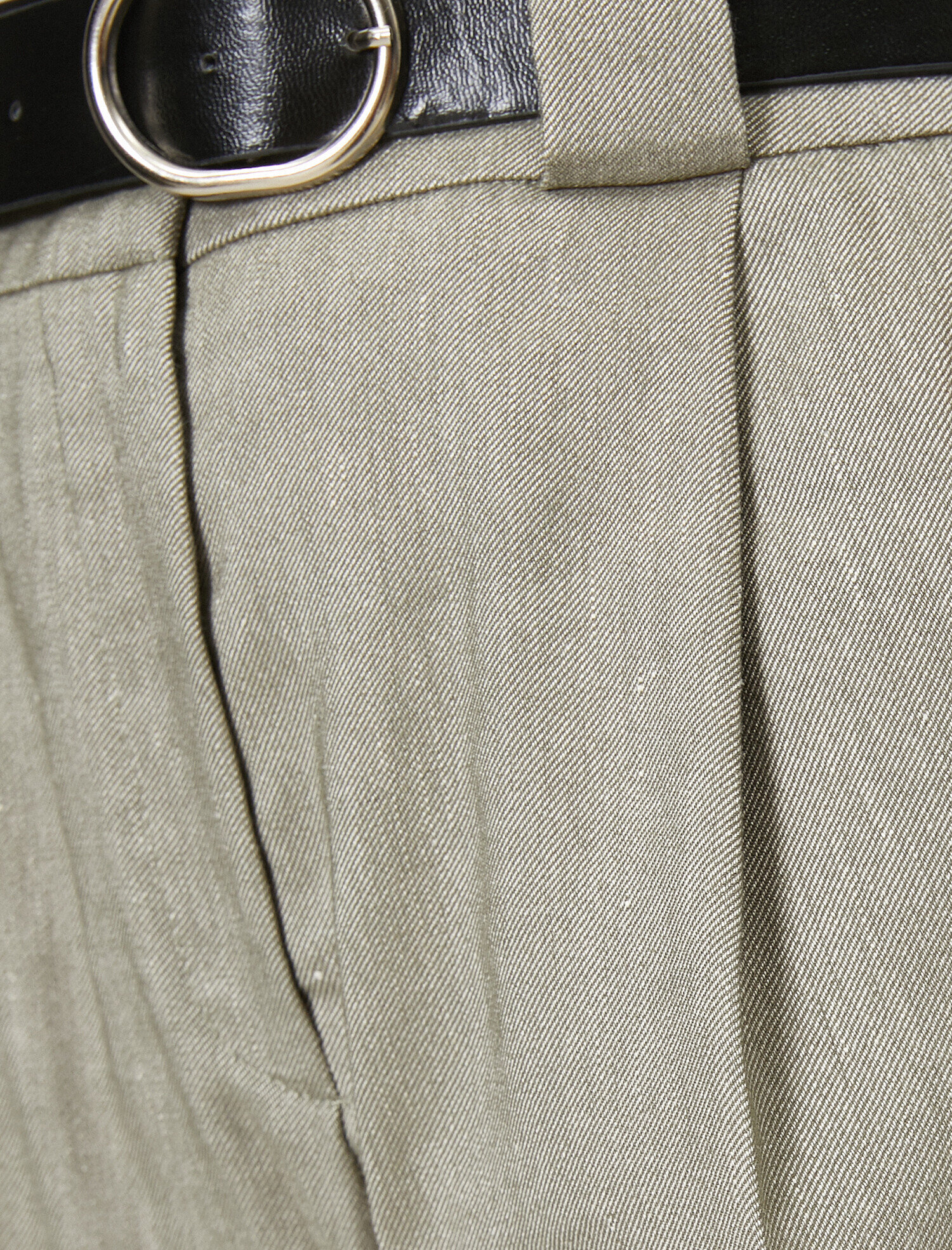   Kemerli Doğal Dokulu Pantolon Keten Karışımlı