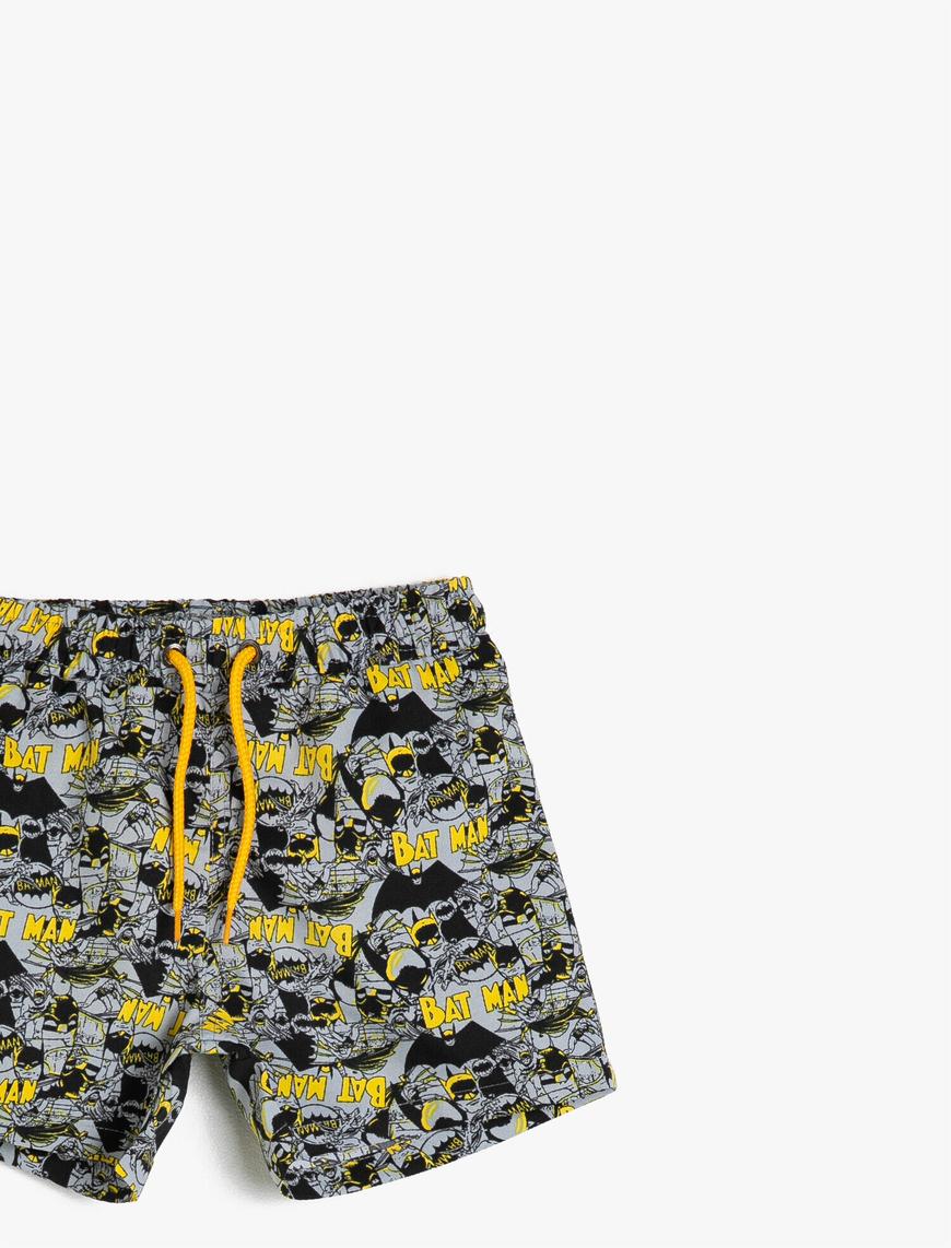  Erkek Çocuk Deniz Şortu Batman Lisanslı Baskılı Beli Bağlamalı