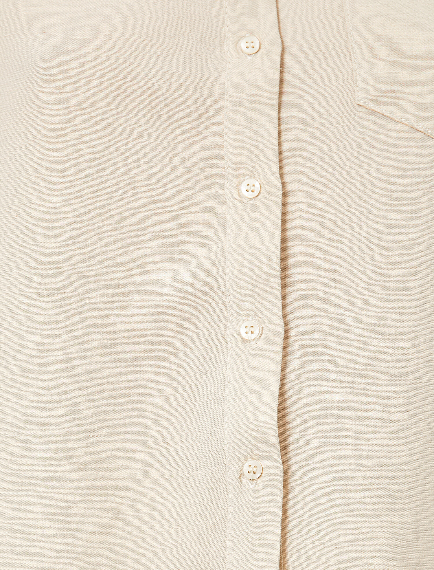   Cep Detaylı Gömlek Keten Karışımlı