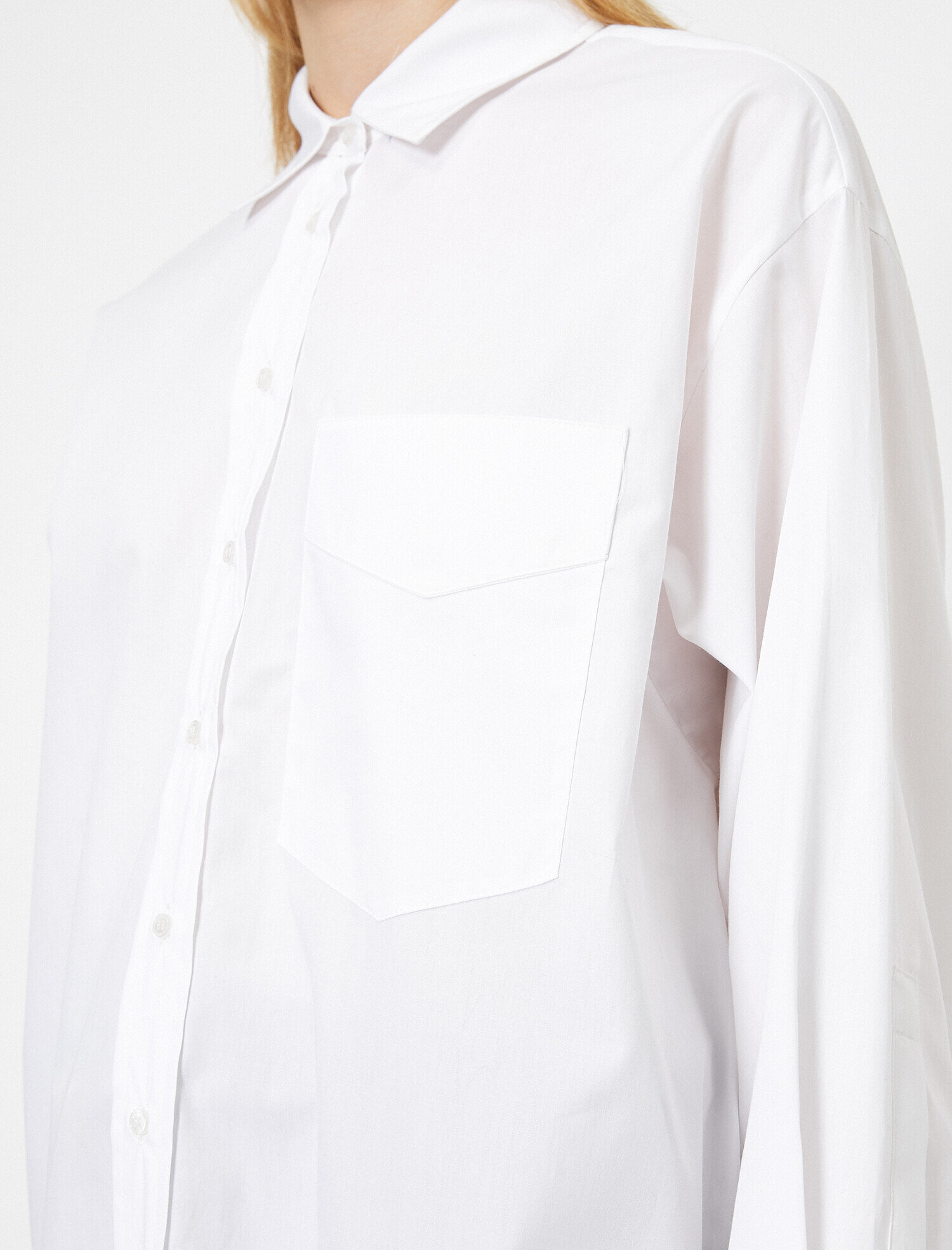   Gömlek Yaka Uzun Kollu Cep Detaylı Tunik