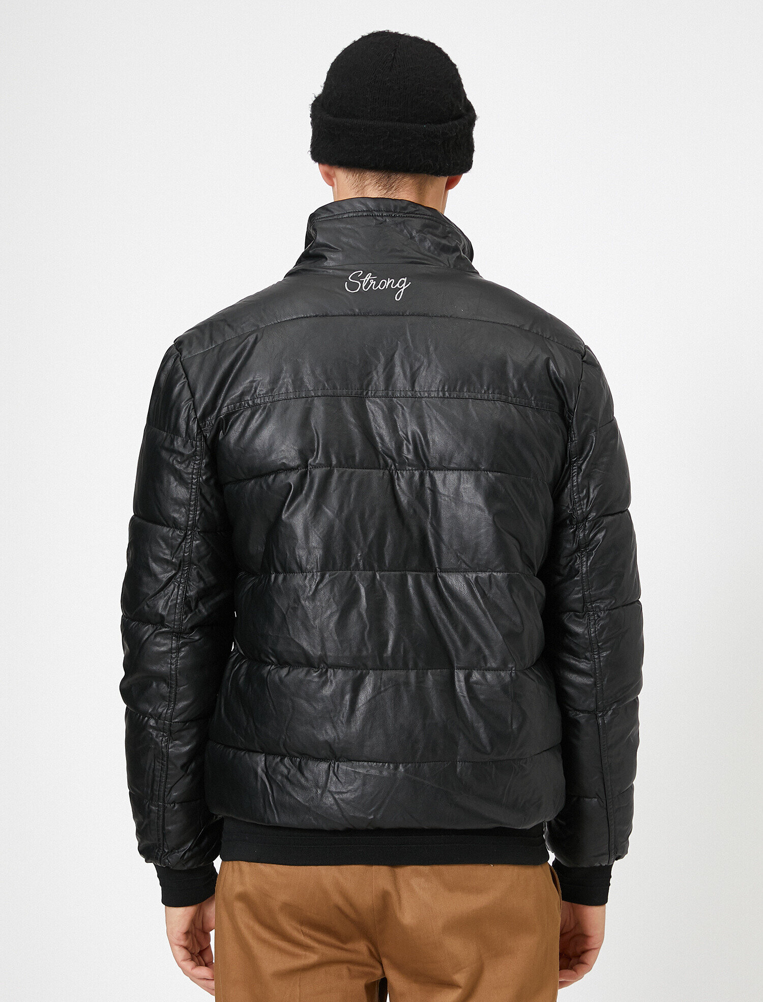 Deri Görünümlü Mont