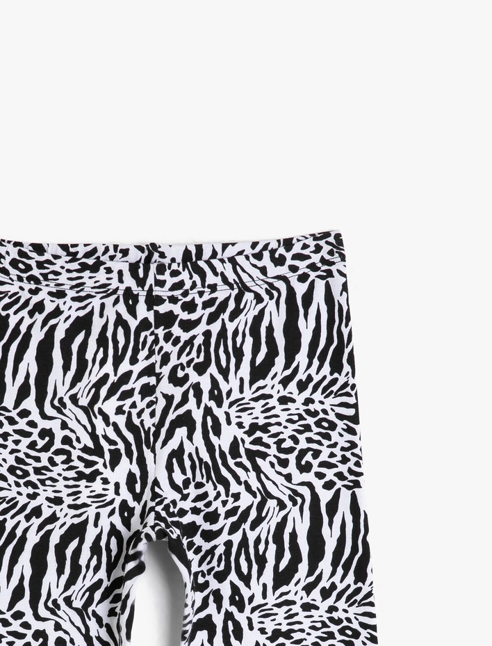 Kız Çocuk Zebra Desenli İnce Esnek Kumaştan Normal Bel Uzun Tayt