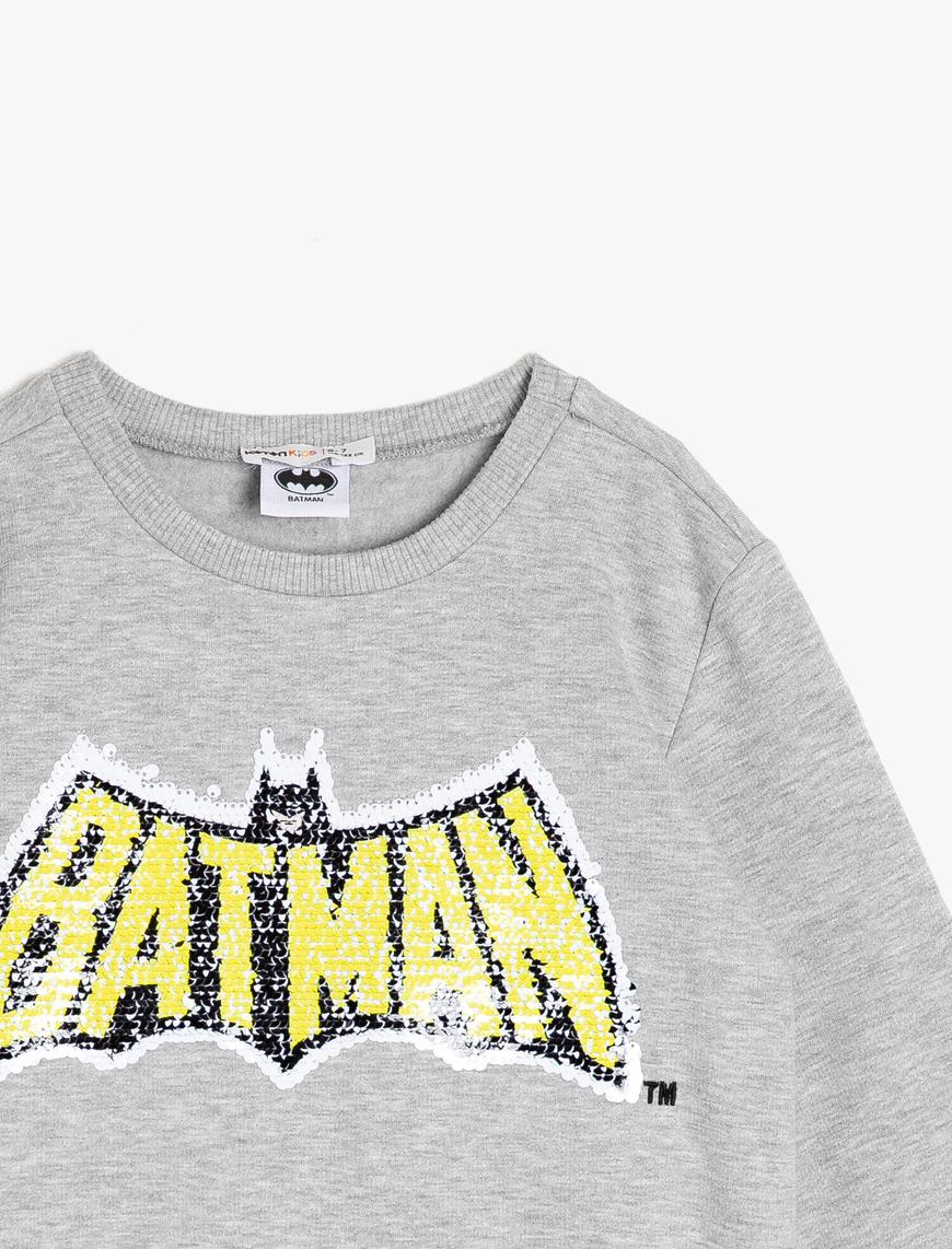  Erkek Çocuk Batman Lisanslı Pul Detaylı Sweatshirt