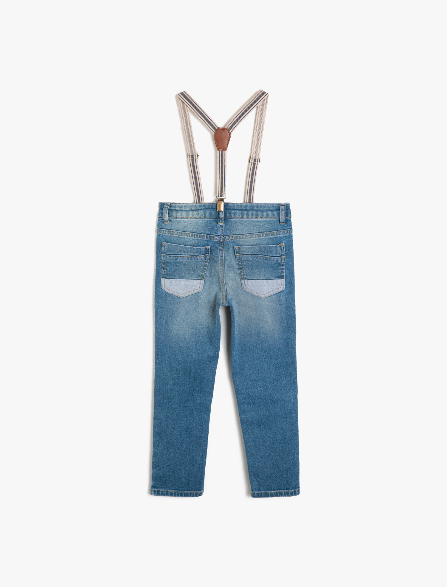 Erkek Çocuk Kot Pantolon Kemer Detaylı Pamuklu Cepli - Slim Jean