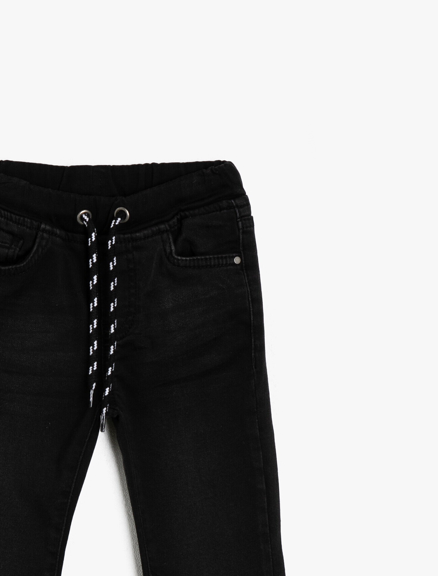  Erkek Çocuk Kot Pantolon Pamuklu Beli Bağlamalı - Straight Jean