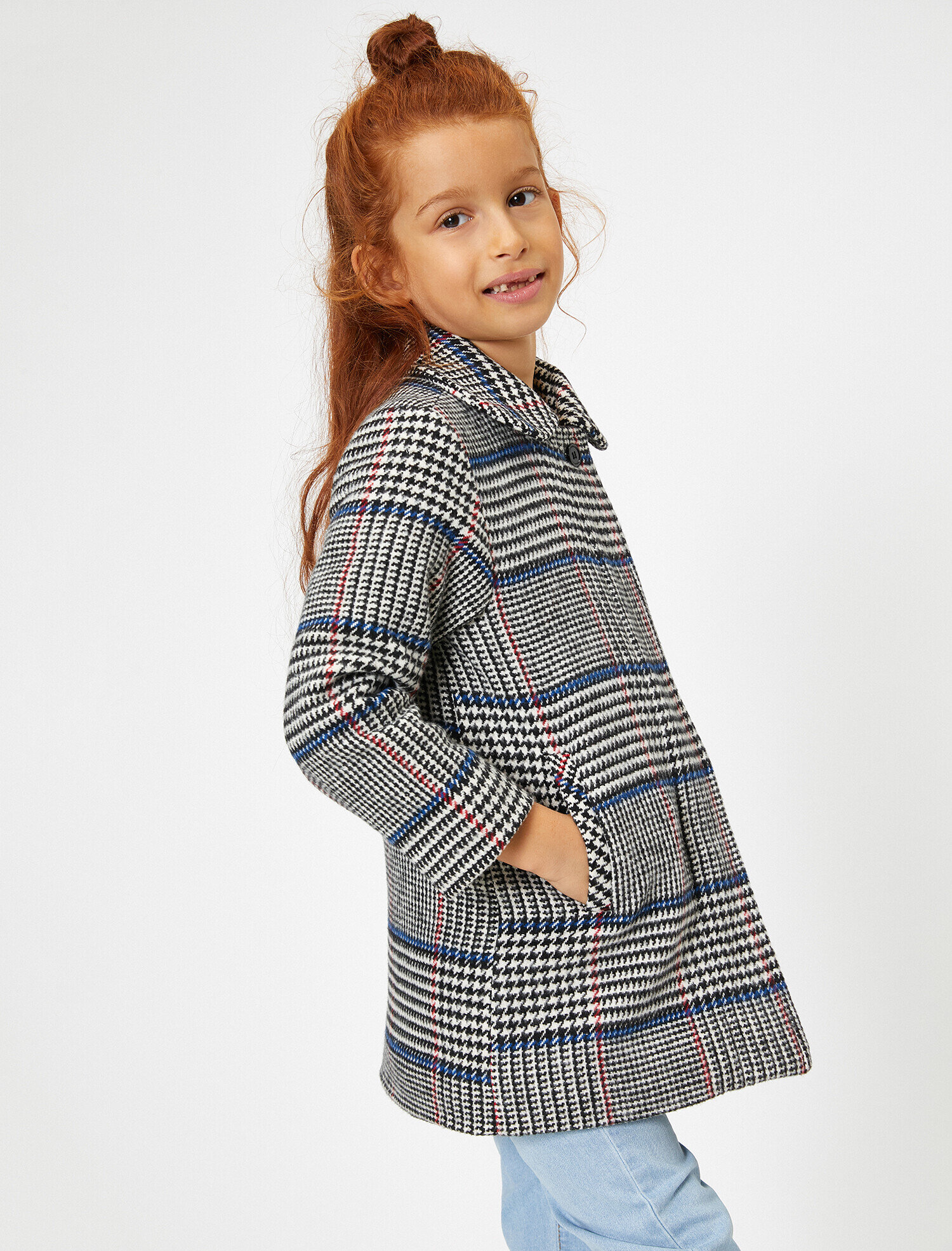  Kız Çocuk Kareli Kaban