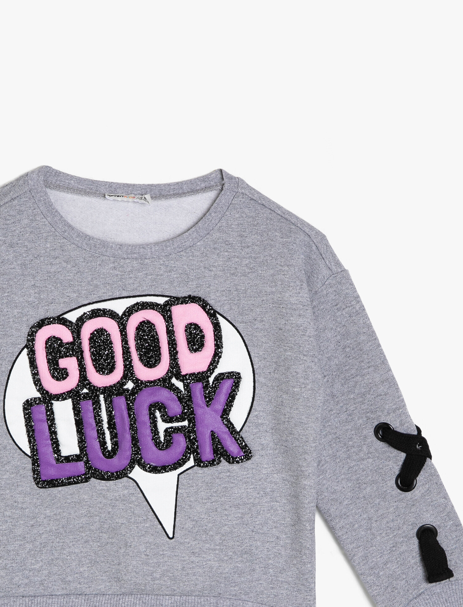 Kız Çocuk Kuş Gözü Detaylı Sweatshirt