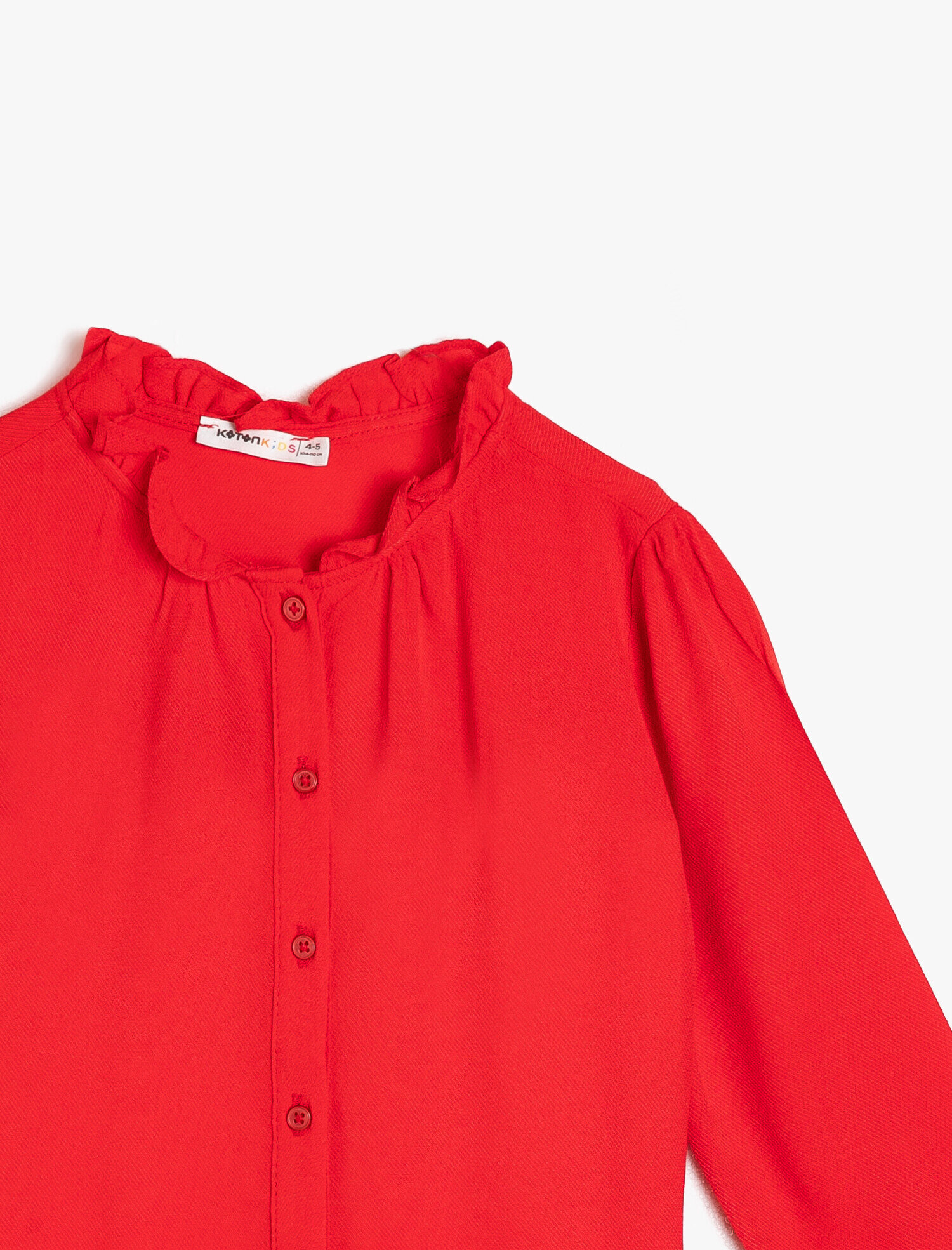  Kız Çocuk Uzun Kollu Gömlek Fırfırlı Dik Yaka