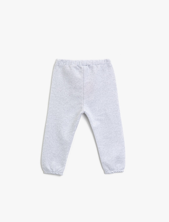 Kız Bebek Simli Baskılı Pamuklu Eşofman Altı