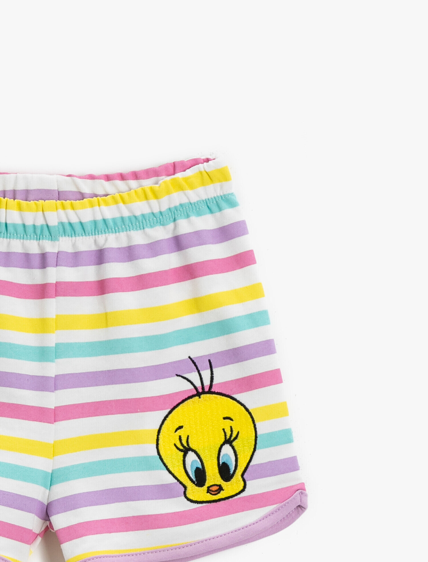  Kız Bebek Tweety Şort Çizgili Pamuklu