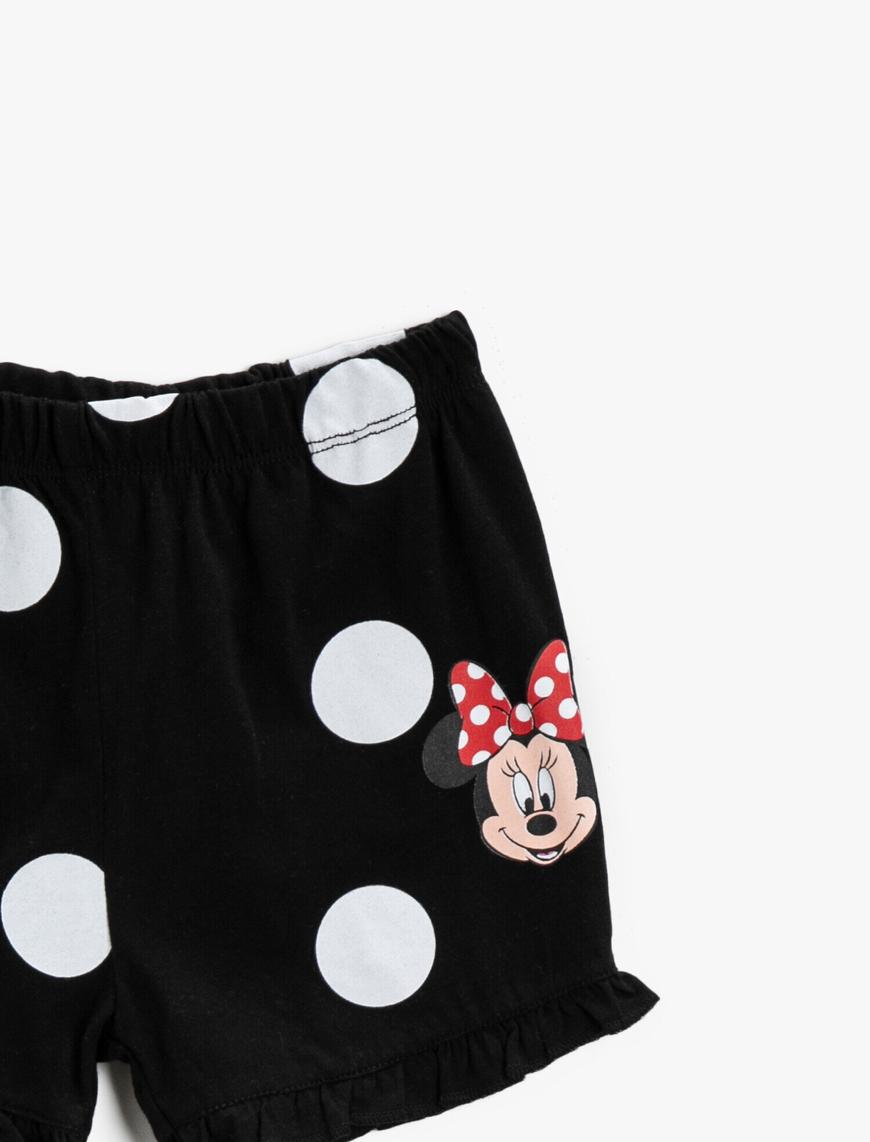  Kız Bebek Minnie Mouse Şort Lisanslı Baskılı Pamuklu