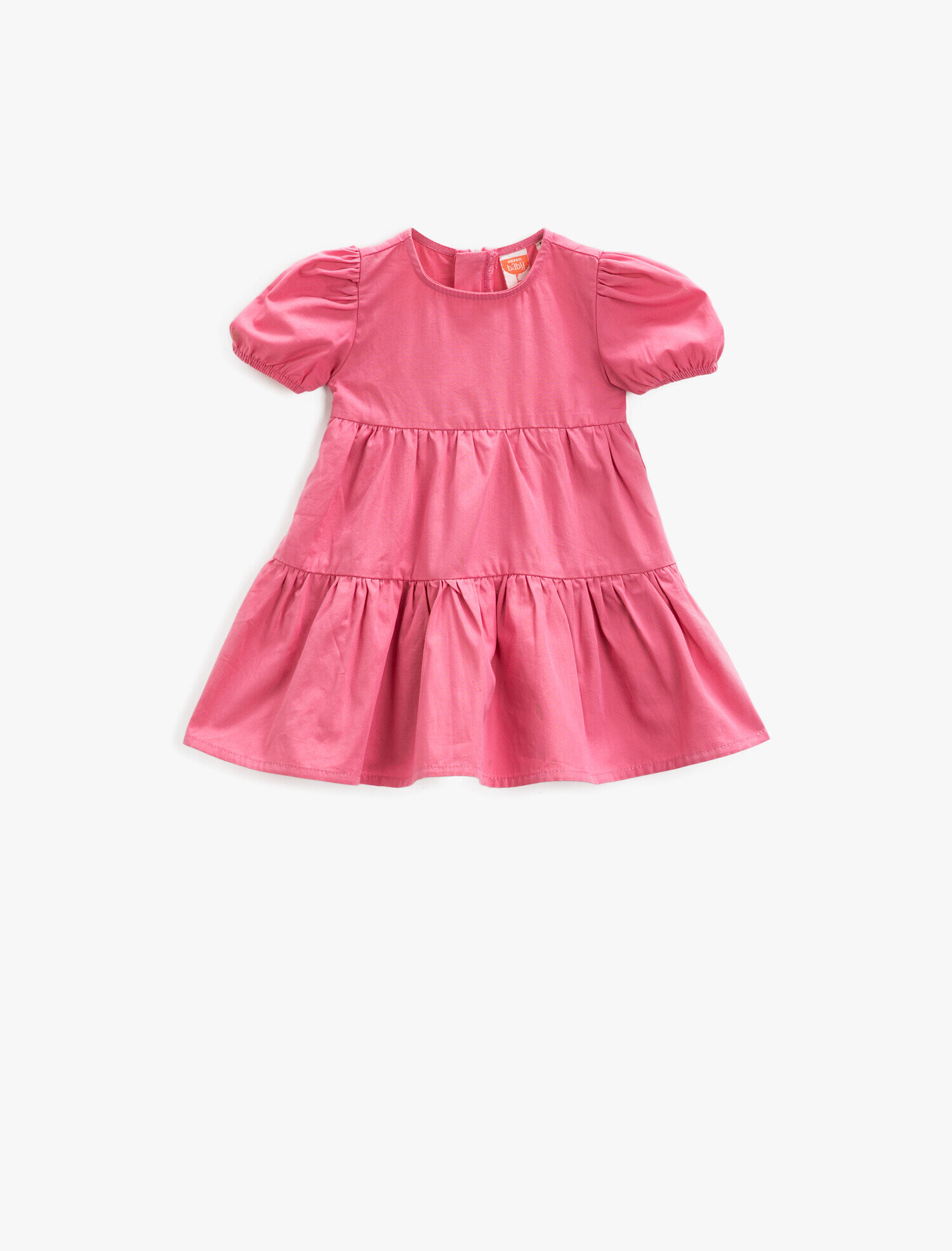  Kız Bebek Bisiklet Yaka Elbise Kısa Kollu Pamuklu