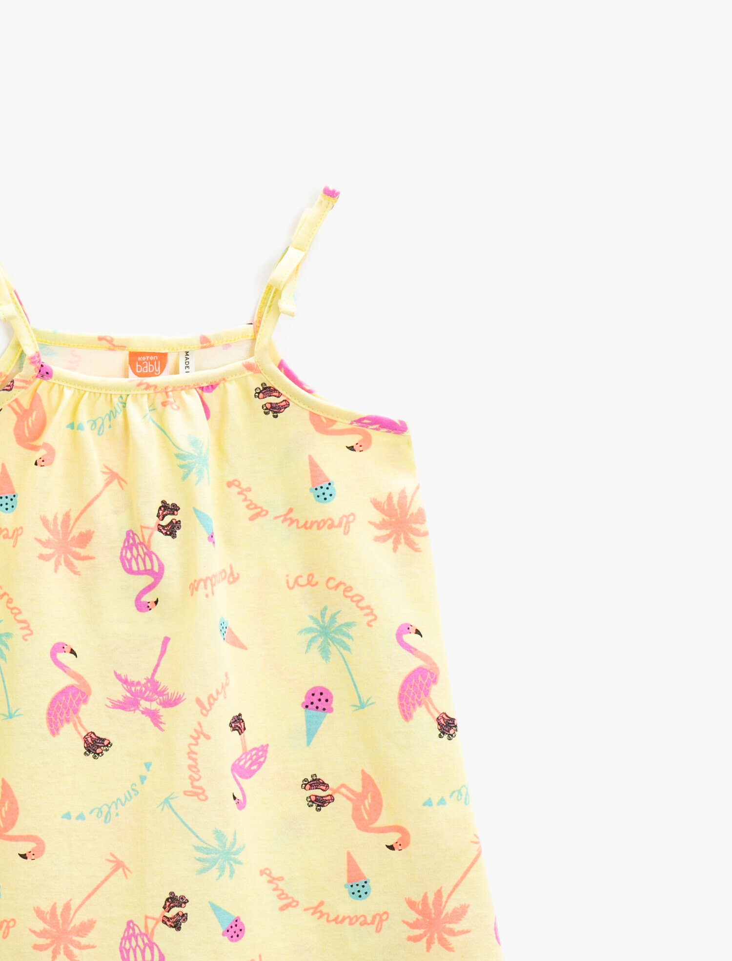  Kız Bebek Baskılı Elbise Askılı Pamuklu