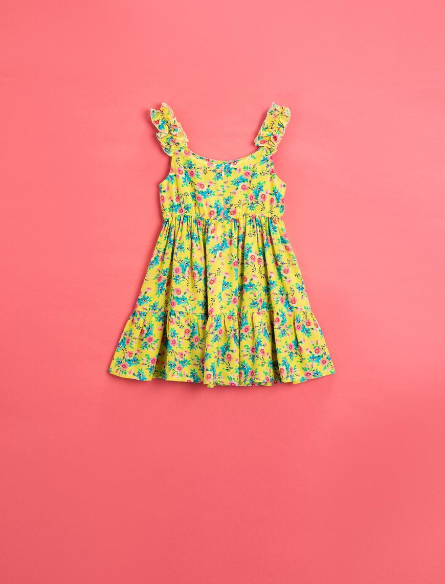  Kız Bebek Çiçekli Yazlık Elbise Fırfırlı