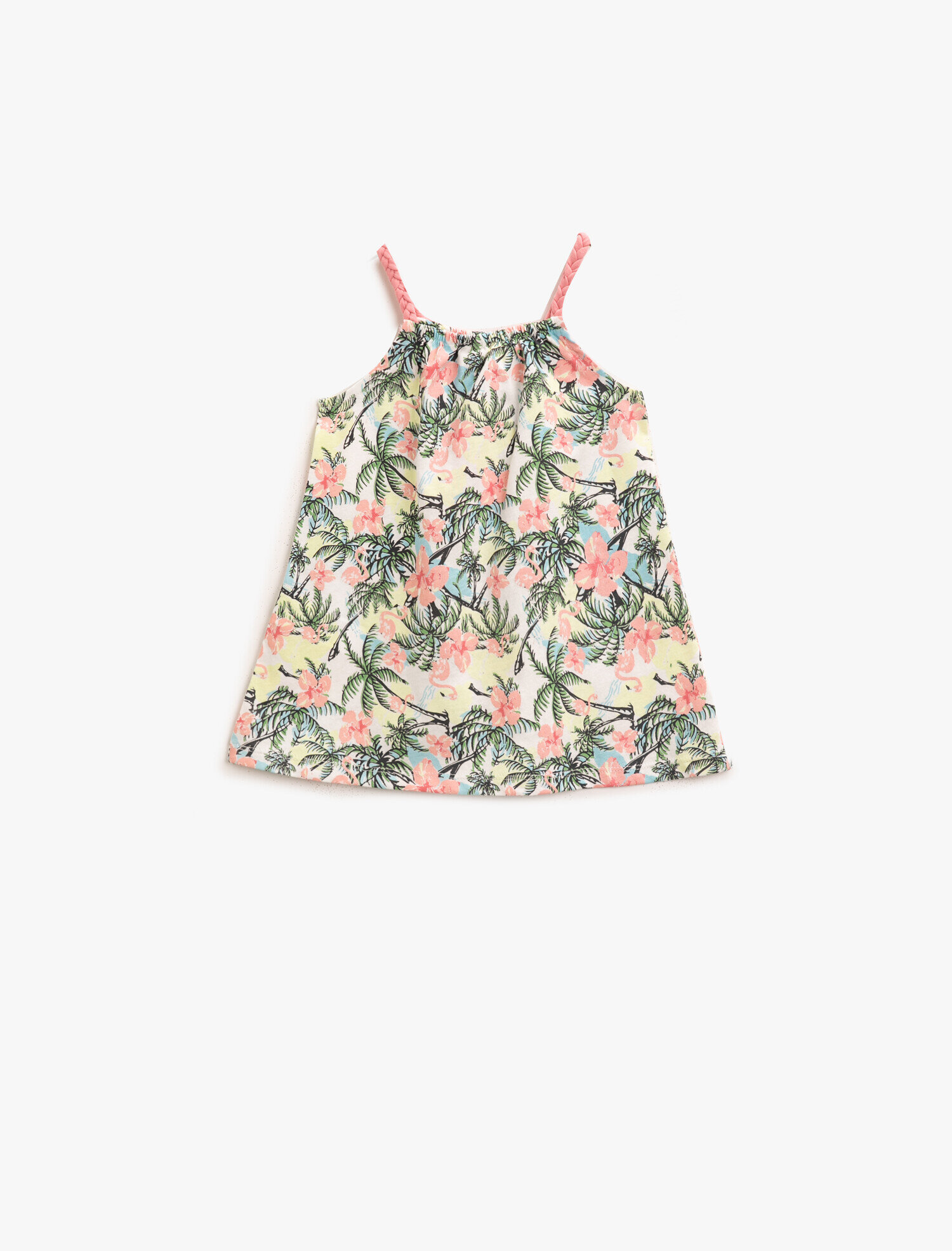  Kız Bebek Baskılı Elbise Askılı Pamuklu