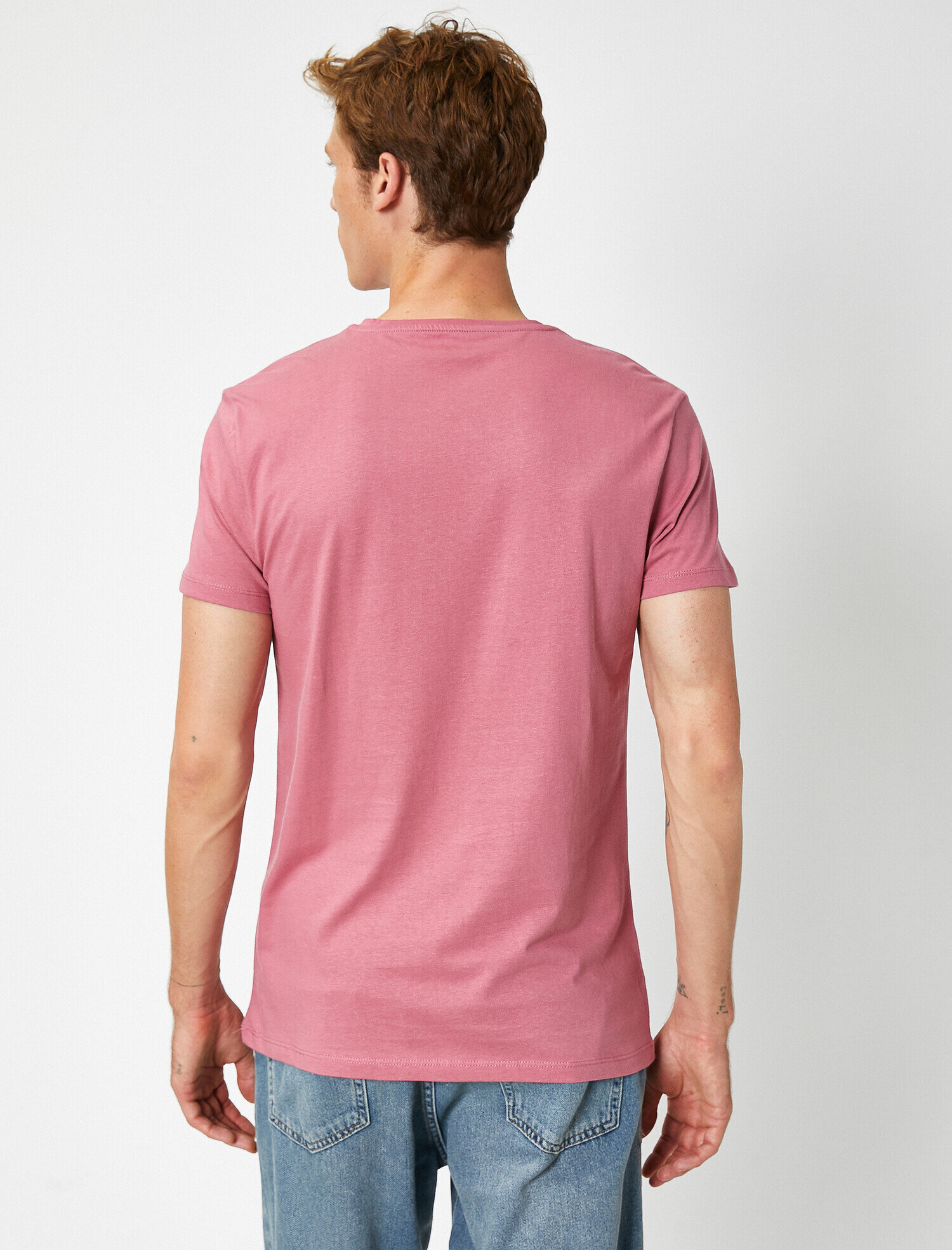   Pamuklu Bisiklet Yaka Kısa Kollu Tişört