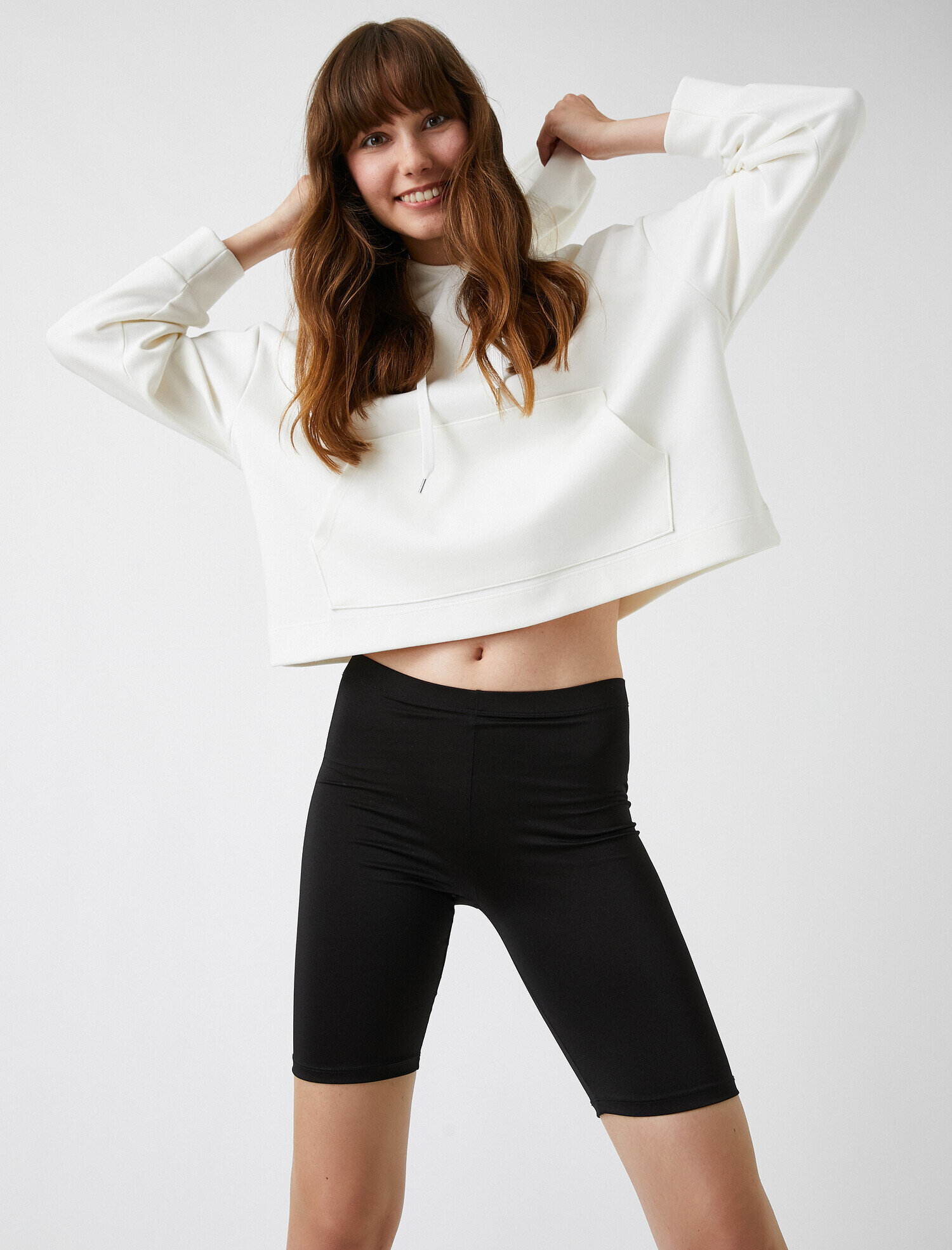 Kapüşonlu Pamuklu Sweatshirt Cepli