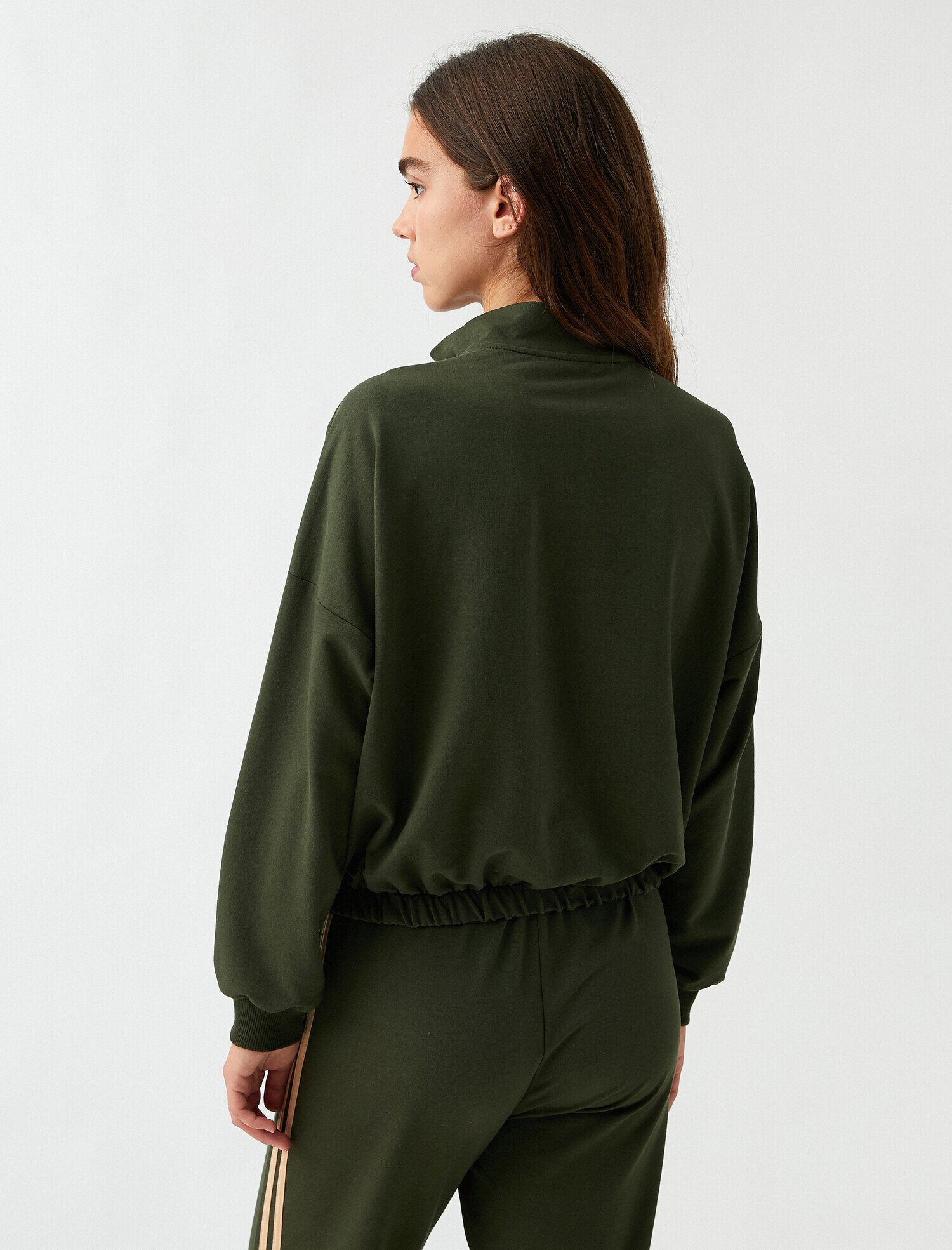   Yakası Fermuarlı Sweatshirt Dik Yaka Pamuklu