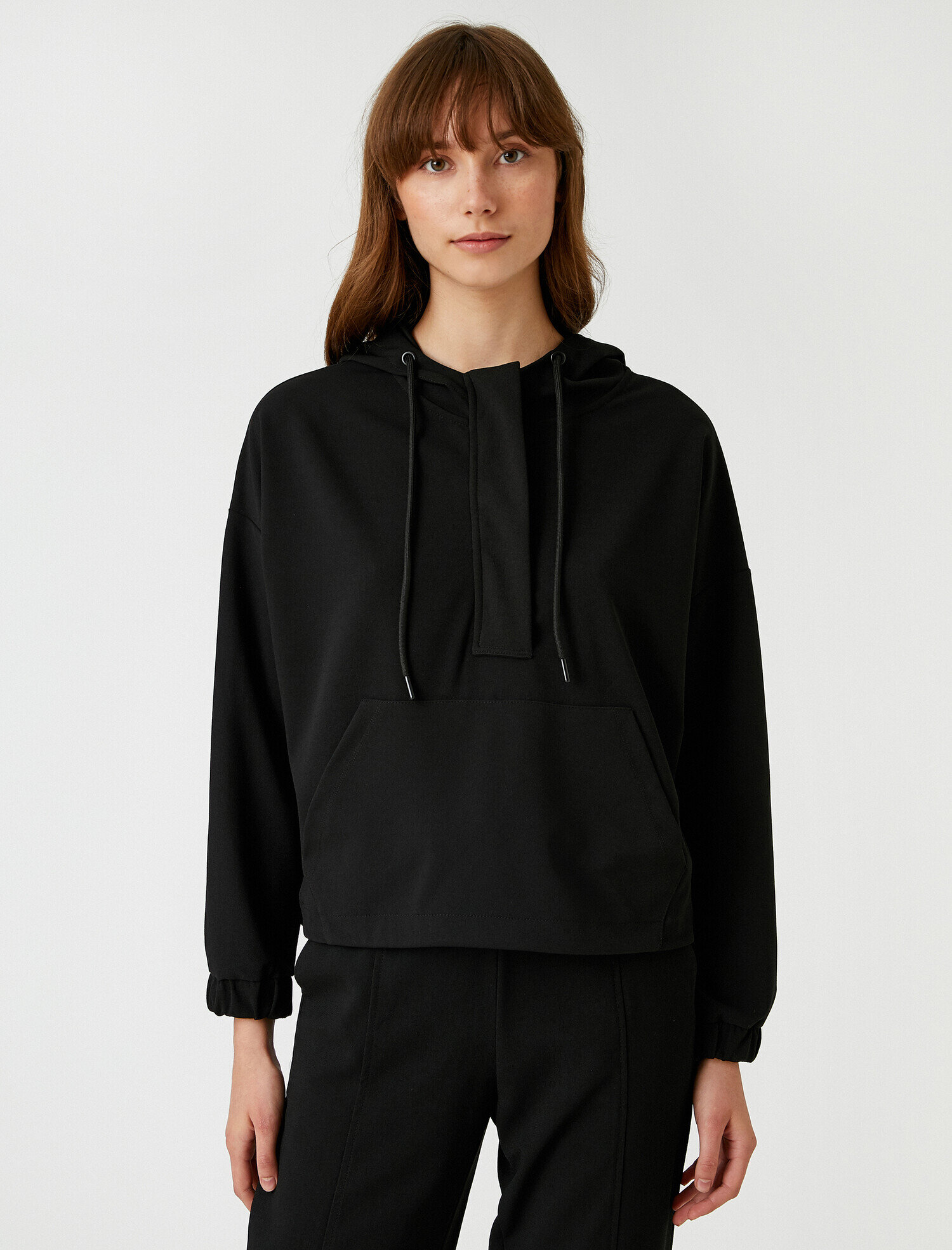   Yakası Fermuarlı Sweatshirt Kanguru Cepli