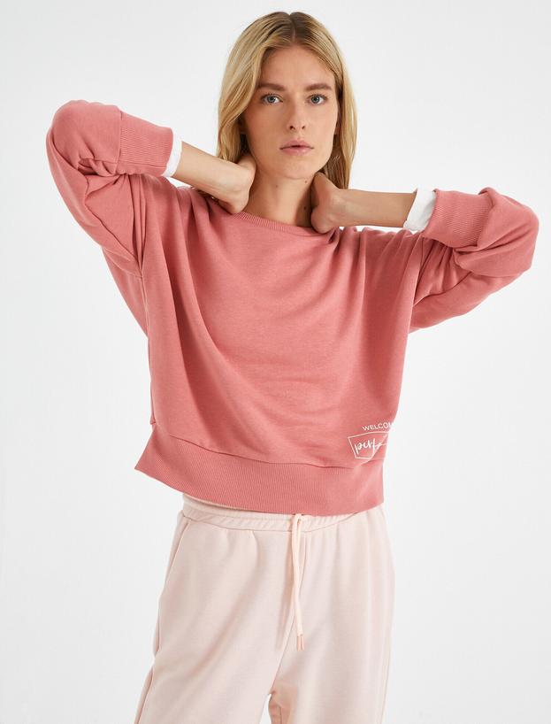   Baskılı Sweatshirt Bisiklet Yaka