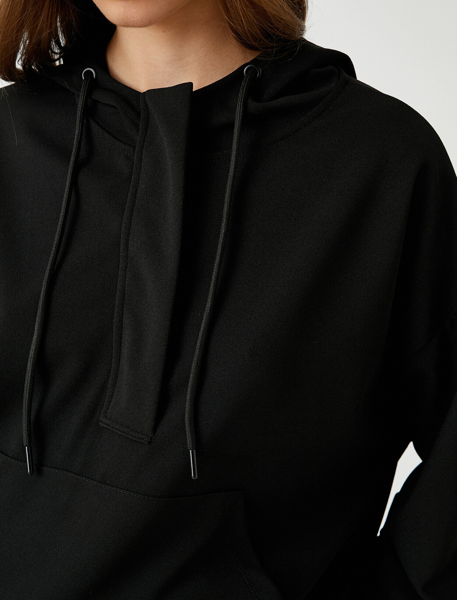   Yakası Fermuarlı Sweatshirt Kanguru Cepli