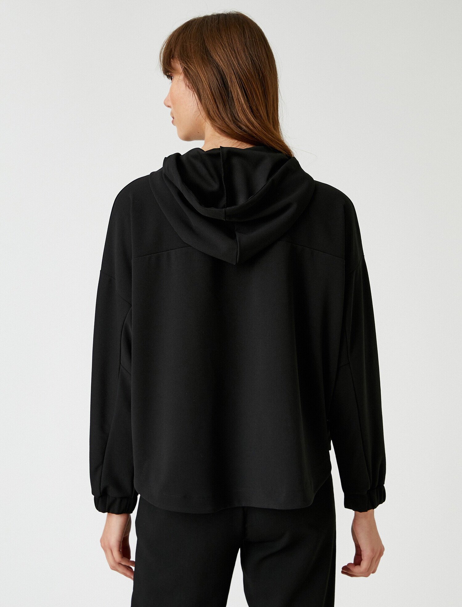   Yakası Fermuarlı Sweatshirt Kanguru Cepli