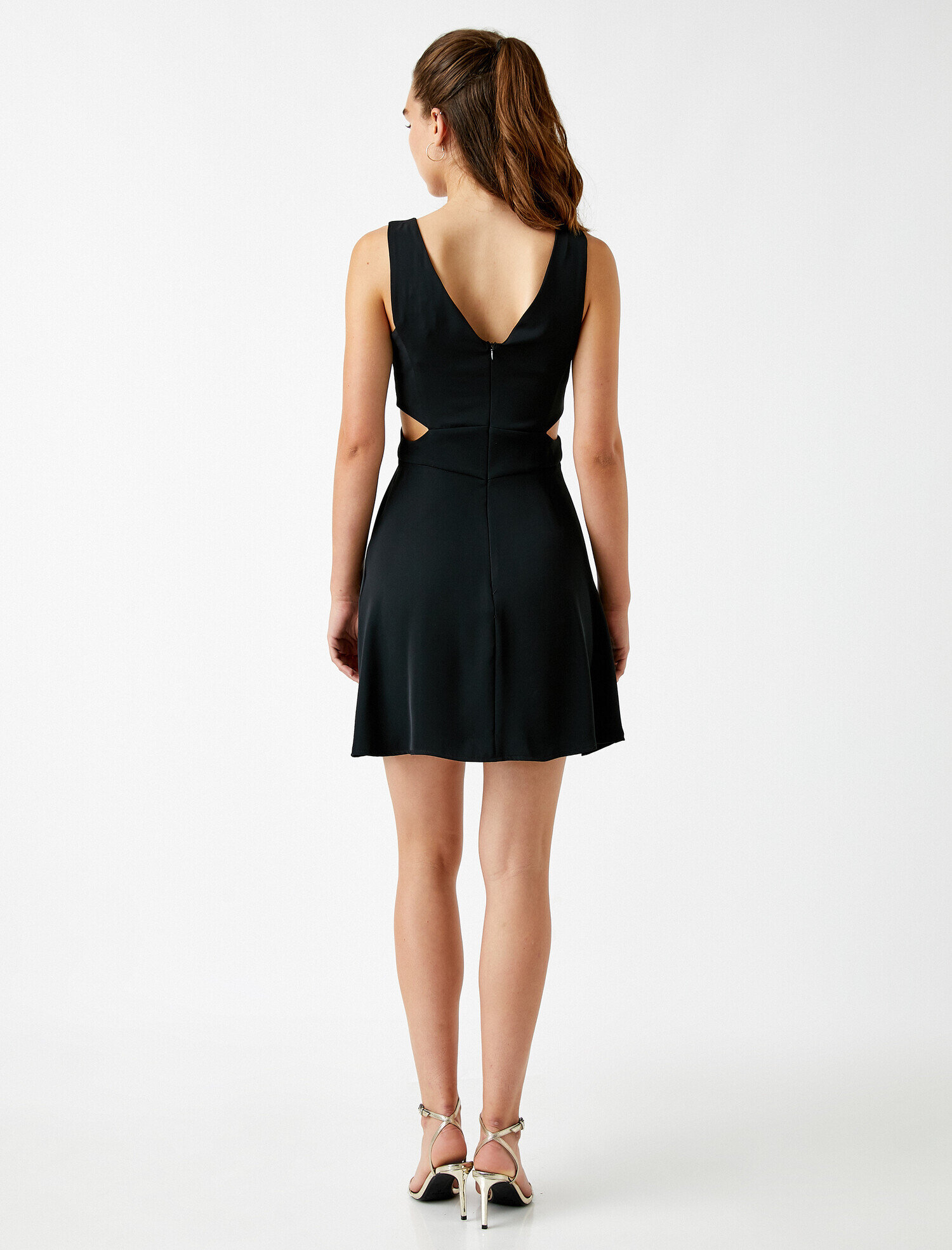   Bel Dekolteli Elbise Mini V Yaka