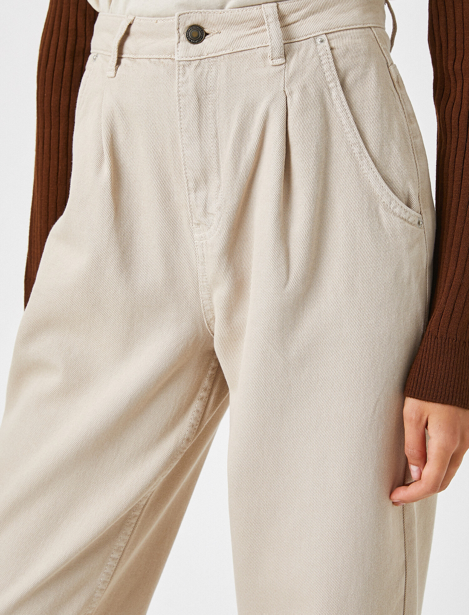   Yüksek Bel Pamuklu Slouchy Pantolon