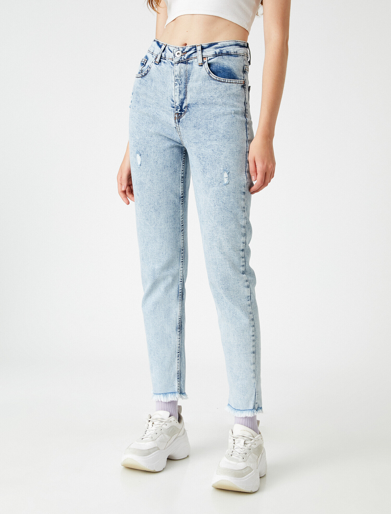   Yüksek Bel Kot Pantolon - Mom Slim Jean