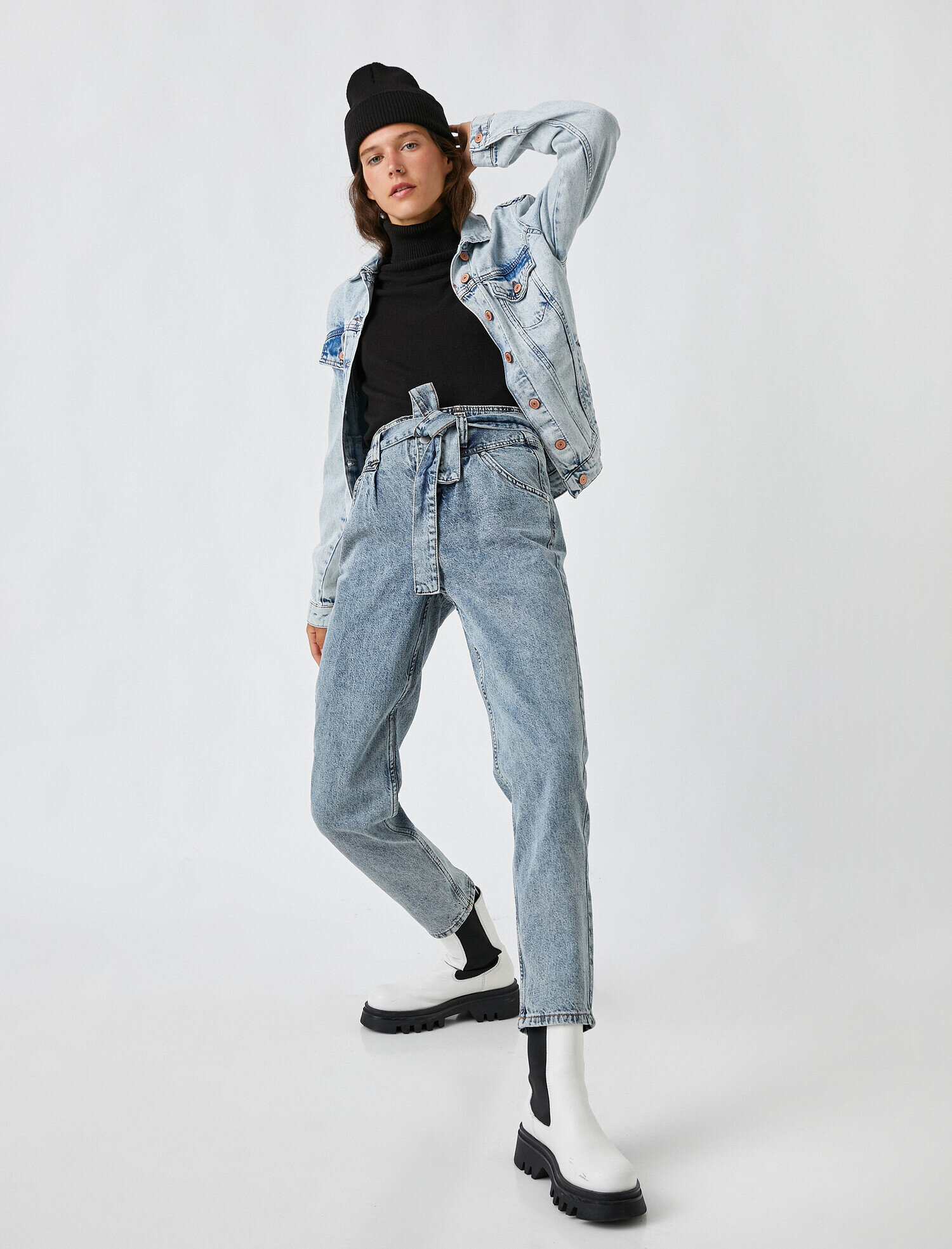   Yüksek Bel Normal Paça Kot Pantolon - Mom Jean