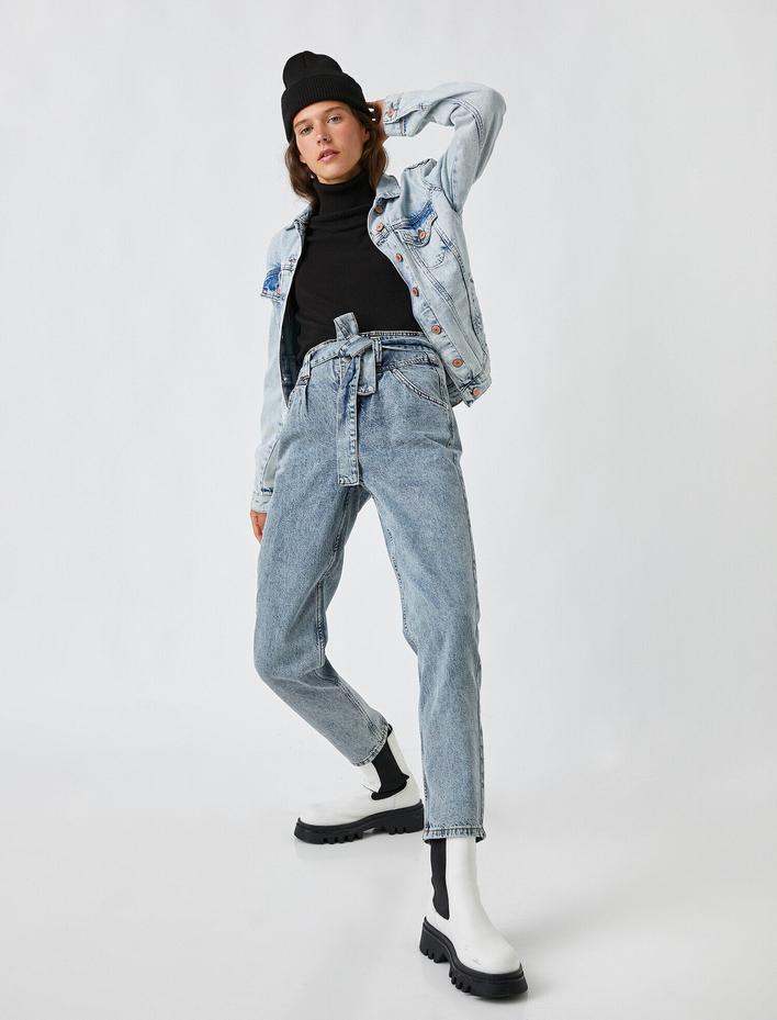  Yüksek Bel Normal Paça Kot Pantolon - Mom Jean