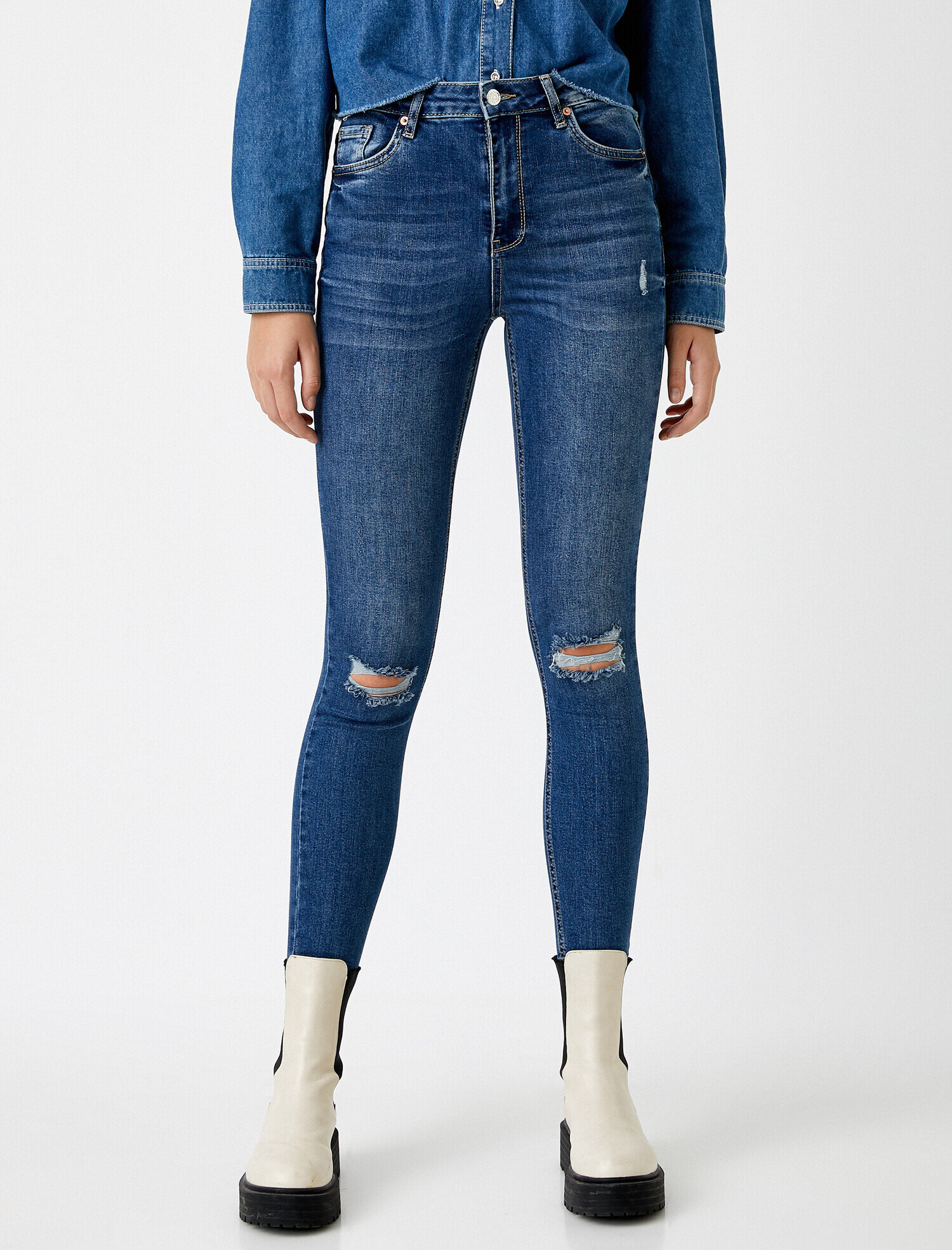   Ekstra Yüksek Bel Skinny Yırtık Kot Pantolon - Taylor Jean