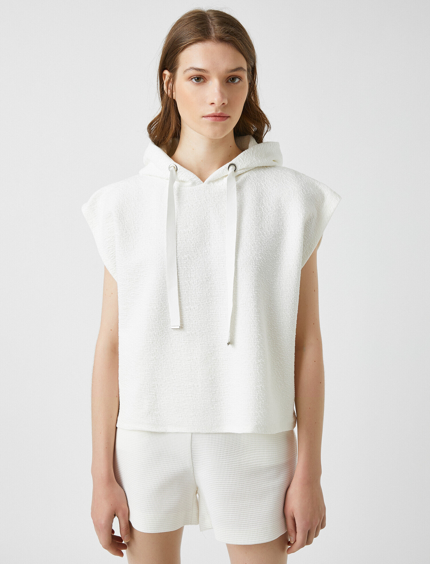   Kapüşonlu Sweatshirt Kolsuz